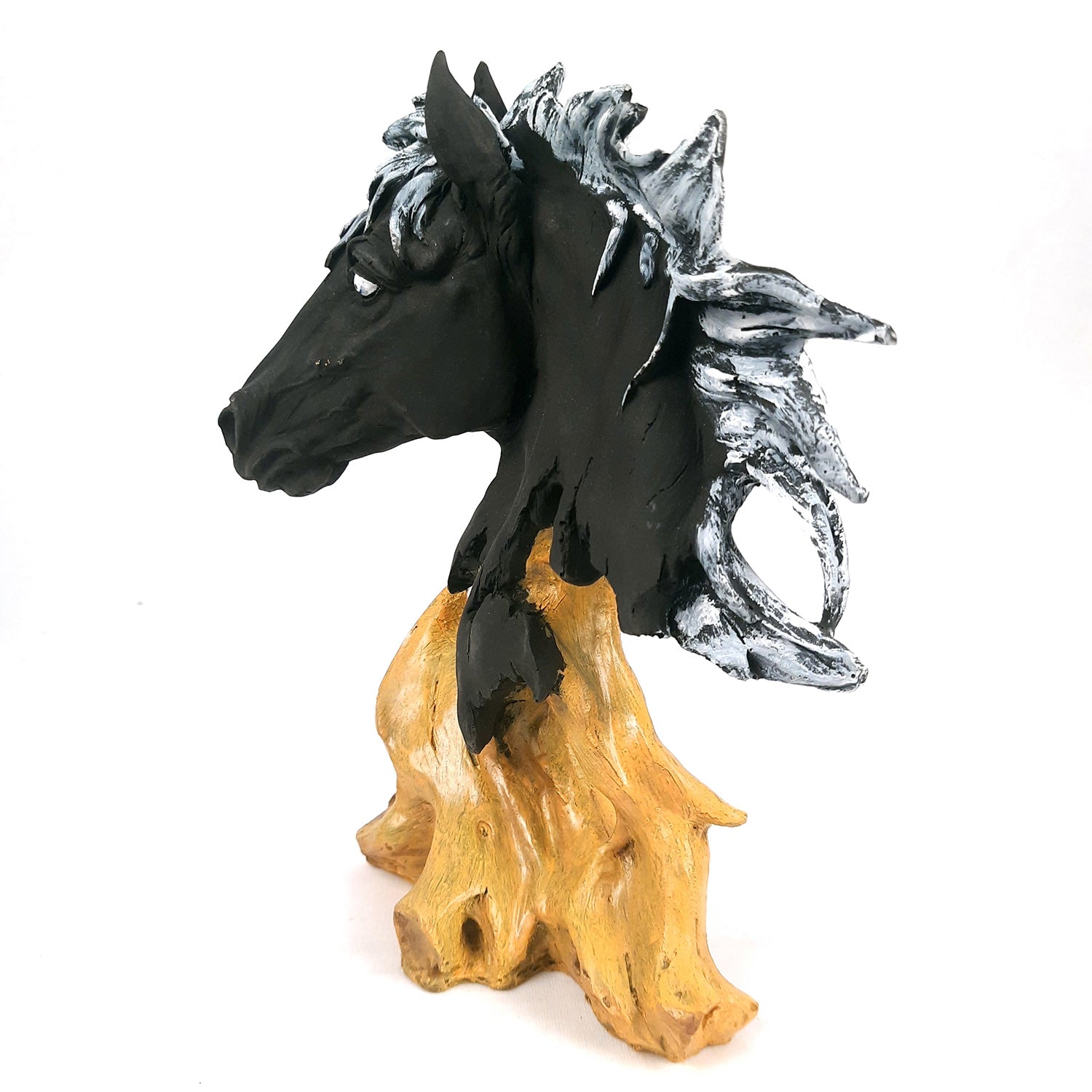 Horse Statue | Horse Face Showpiece Vastu, Fengshui Figurine | Animal Figurines - For Home, Living room Decor, Gifts, For Money & Wealth - 10 Inch - Apkamart #Color_Black
