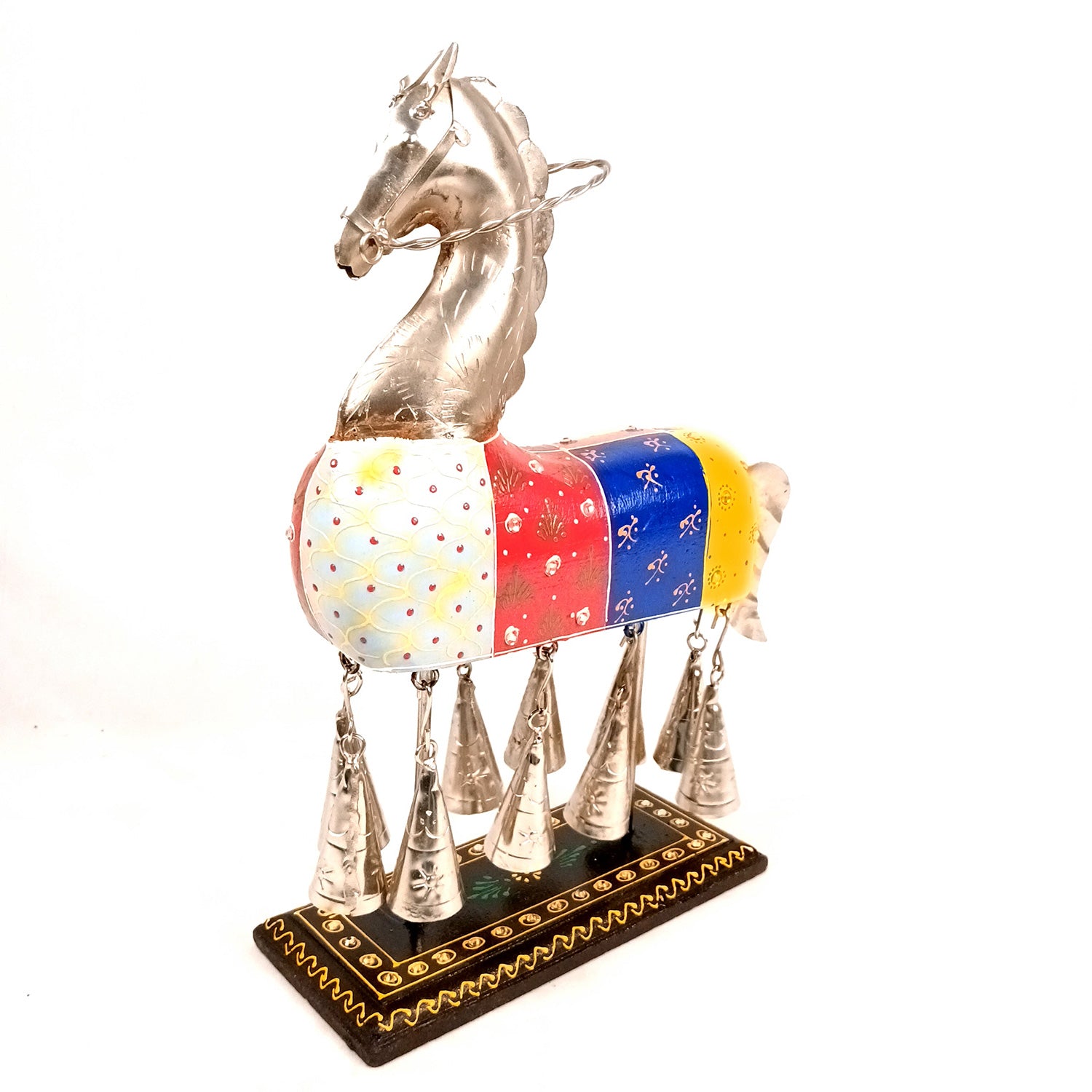 Horse Showpiece With Hanging Bells | Decorative Horse Figurine- for Feng Shui, Vastu, Home Decor, Table, Living Room Decoration & Gift- 13 Inch - Apkamart