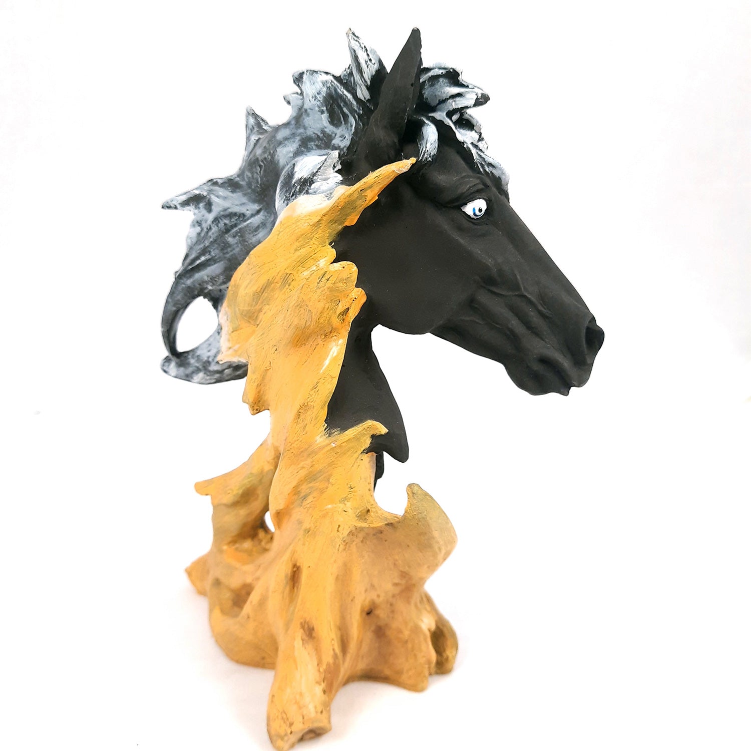 Horse Statue | Horse Face Showpiece Vastu, Fengshui Figurine | Animal Figurines - For Home, Living room Decor, Gifts, For Money & Wealth - 10 Inch - Apkamart #Color_Black