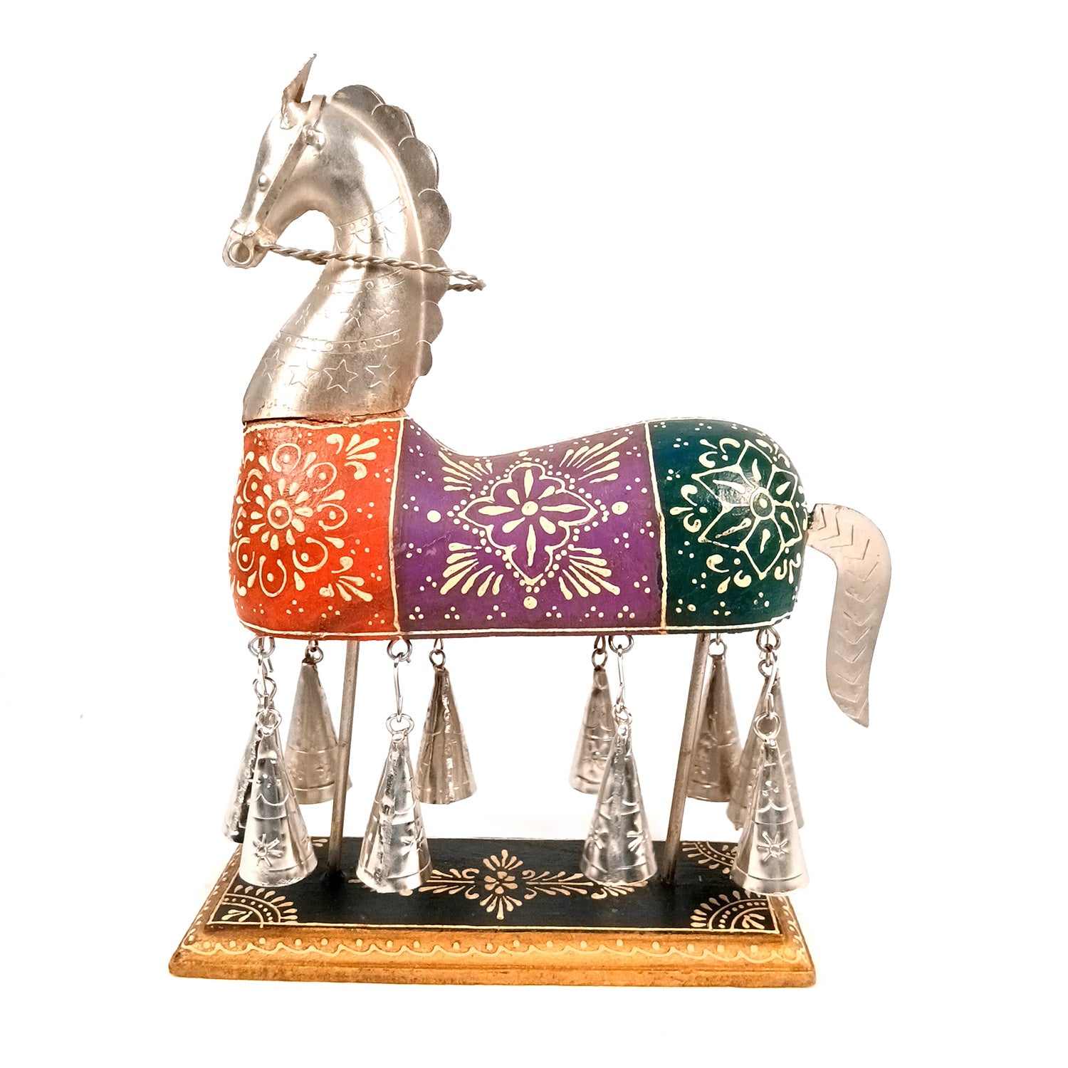 Horse Showpiece With Hanging Bells | Decorative Horse Figurine- for Feng Shui, Vastu, Home Decor, Table, Living Room Decoration & Gift - 13 Inch - Apkamart