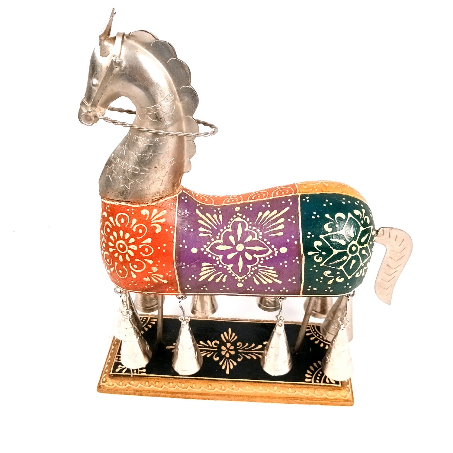 Horse Showpiece With Hanging Bells | Decorative Horse Figurine- for Feng Shui, Vastu, Home Decor, Table, Living Room Decoration & Gift - 13 Inch - Apkamart