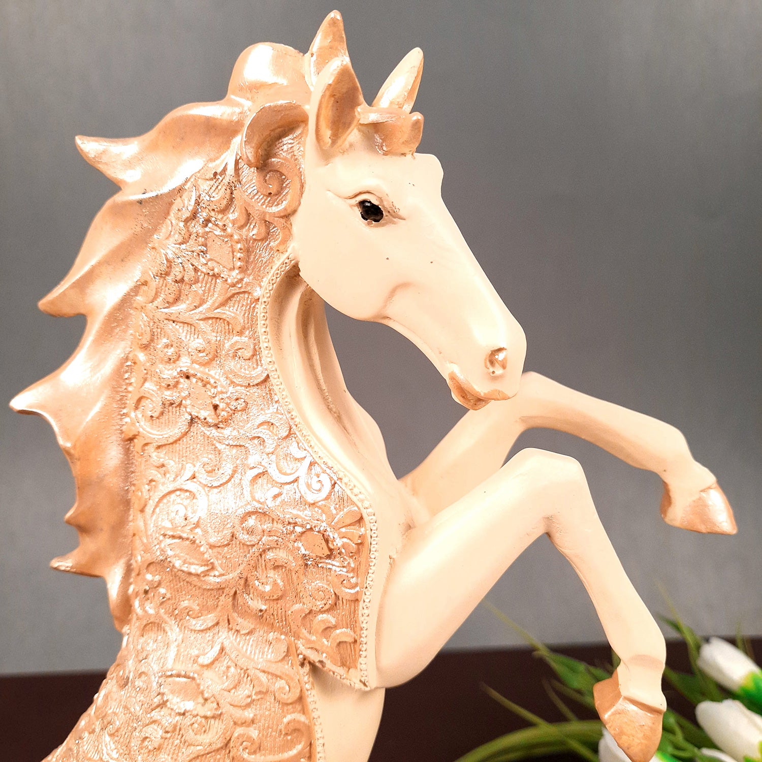 Horse Statue Figurine | Decorative Running Horse Showpiece for Money & Wealth - for Home Decor, Table, Living Room & Gift - apkamart #Style_Design 2