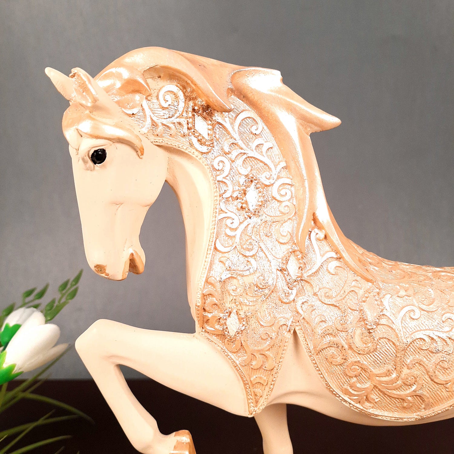 Horse Statue Figurine | Decorative Running Horse Showpiece for Money & Wealth - for Home Decor, Table, Living Room & Gift - apkamart #Style_Design 1