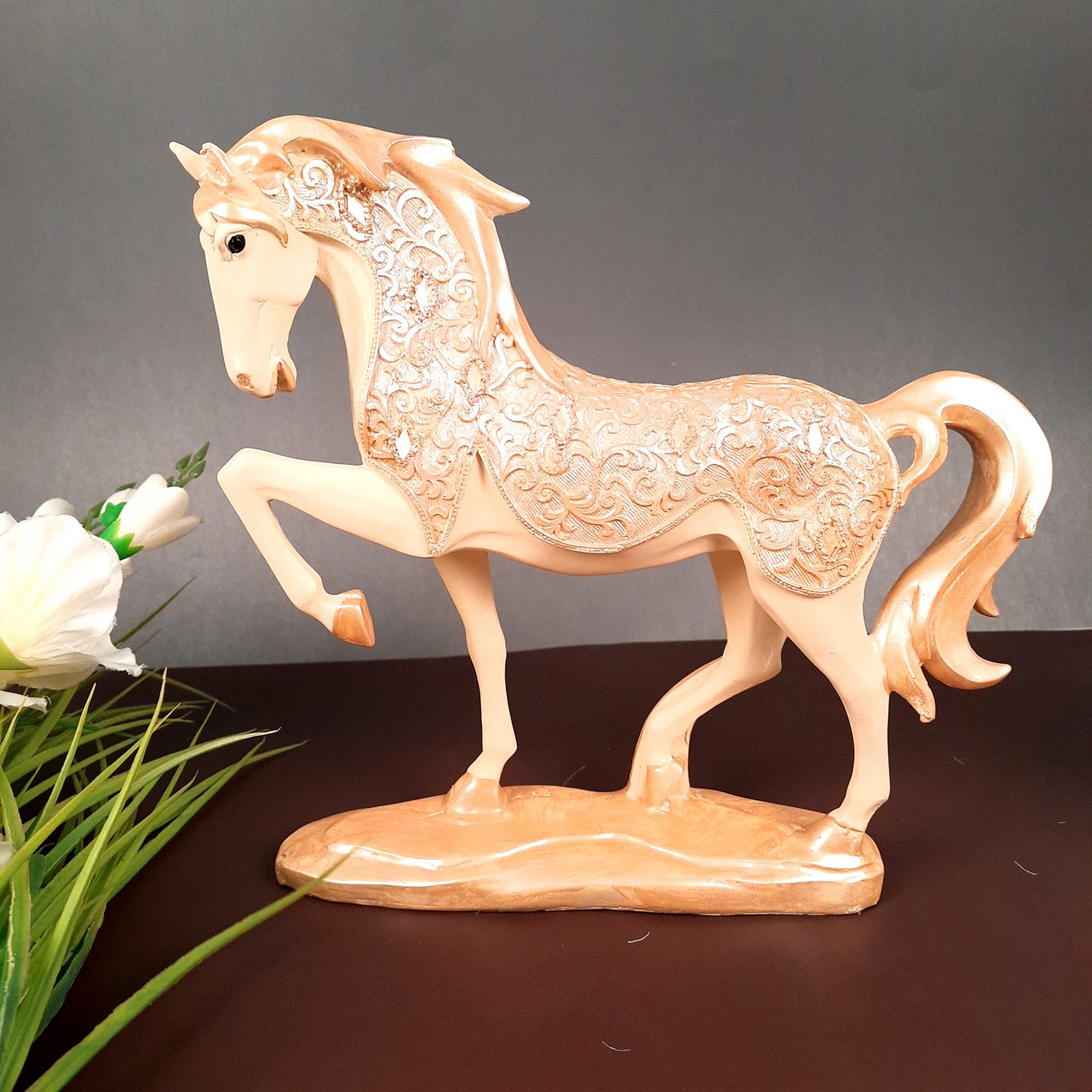 Horse Statue Figurine | Decorative Running Horse Showpiece for Money & Wealth - for Home Decor, Table, Living Room & Gift - apkamart #Style_Design 1