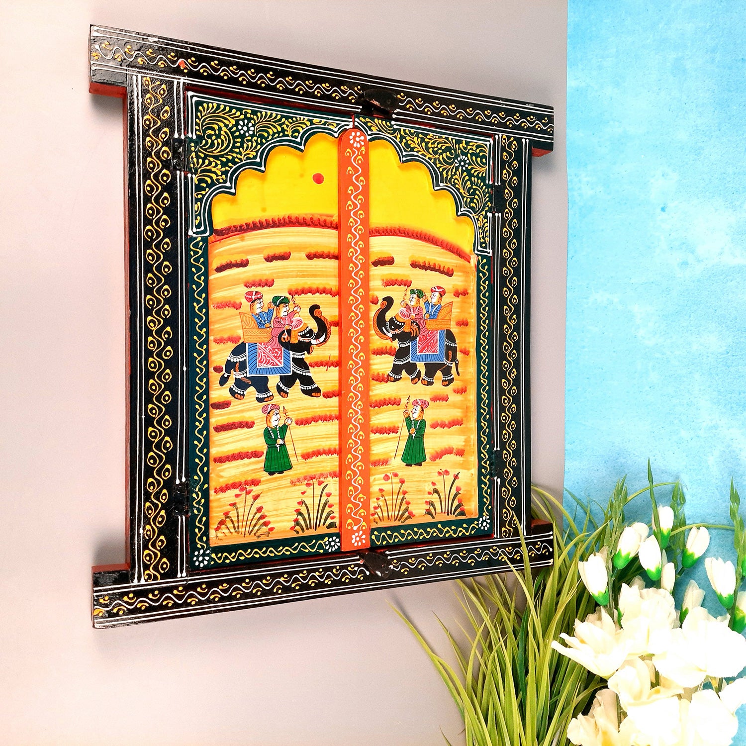 Wooden Window Jharokha Frame | Jharokha Wall Hanging - Apkamart