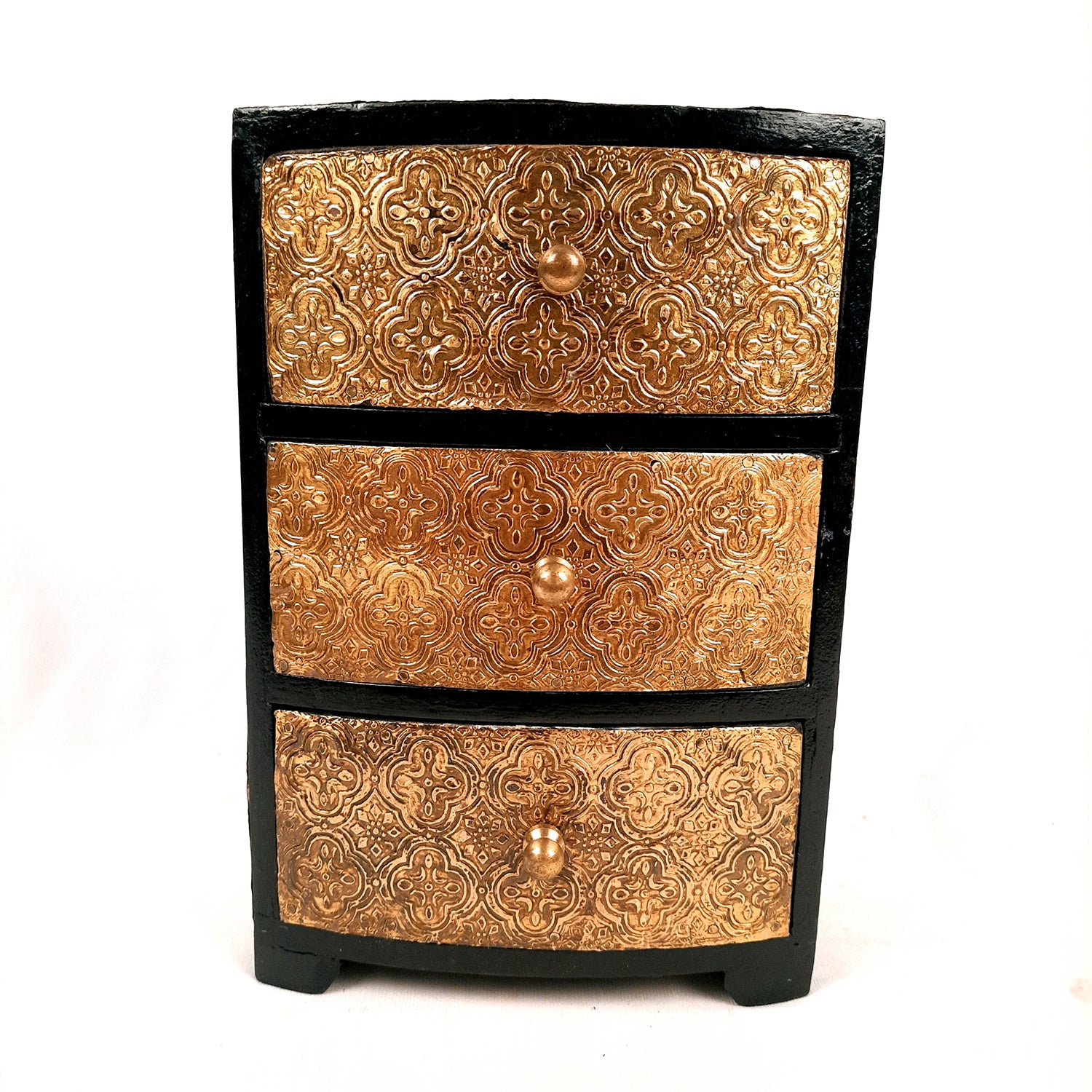 Jewellery Box | Wooden Jewellery Organizer with 3 Drawers | Storage Case for Rings, Earrings, Chains, Bangles & Makeup | Vanity Box for Women & Girls – 11 Inch - Apkamart #Style_Design 2