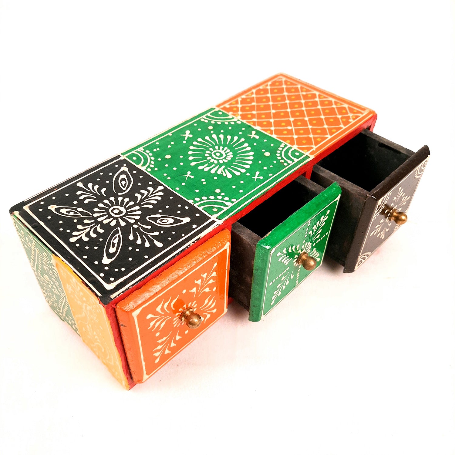Jewellery Box | Decorative Wooden Jewelry Box - For Earring, Necklace & Gifts - 4 Inch - Apkamart