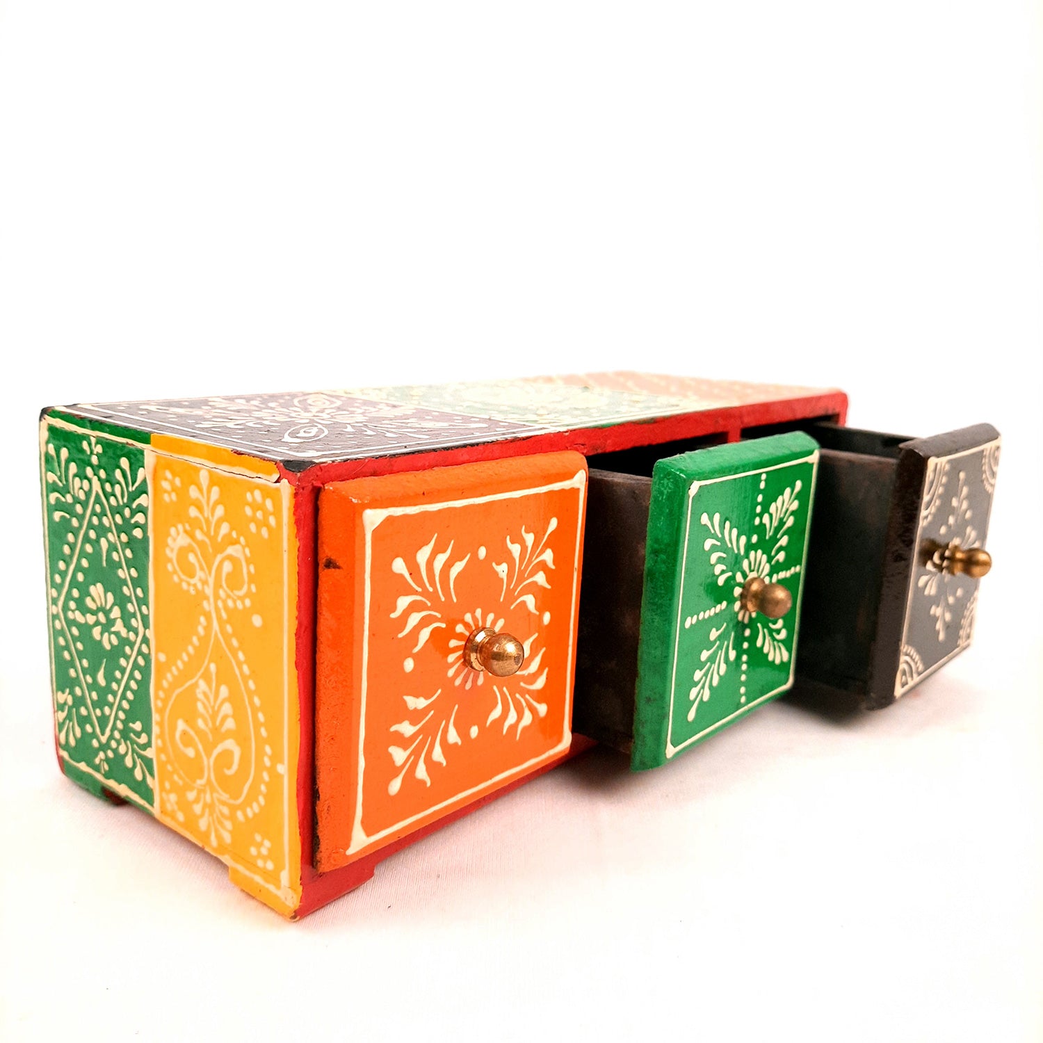 Jewellery Box | Decorative Wooden Jewelry Box - For Earring, Necklace & Gifts - 4 Inch - Apkamart