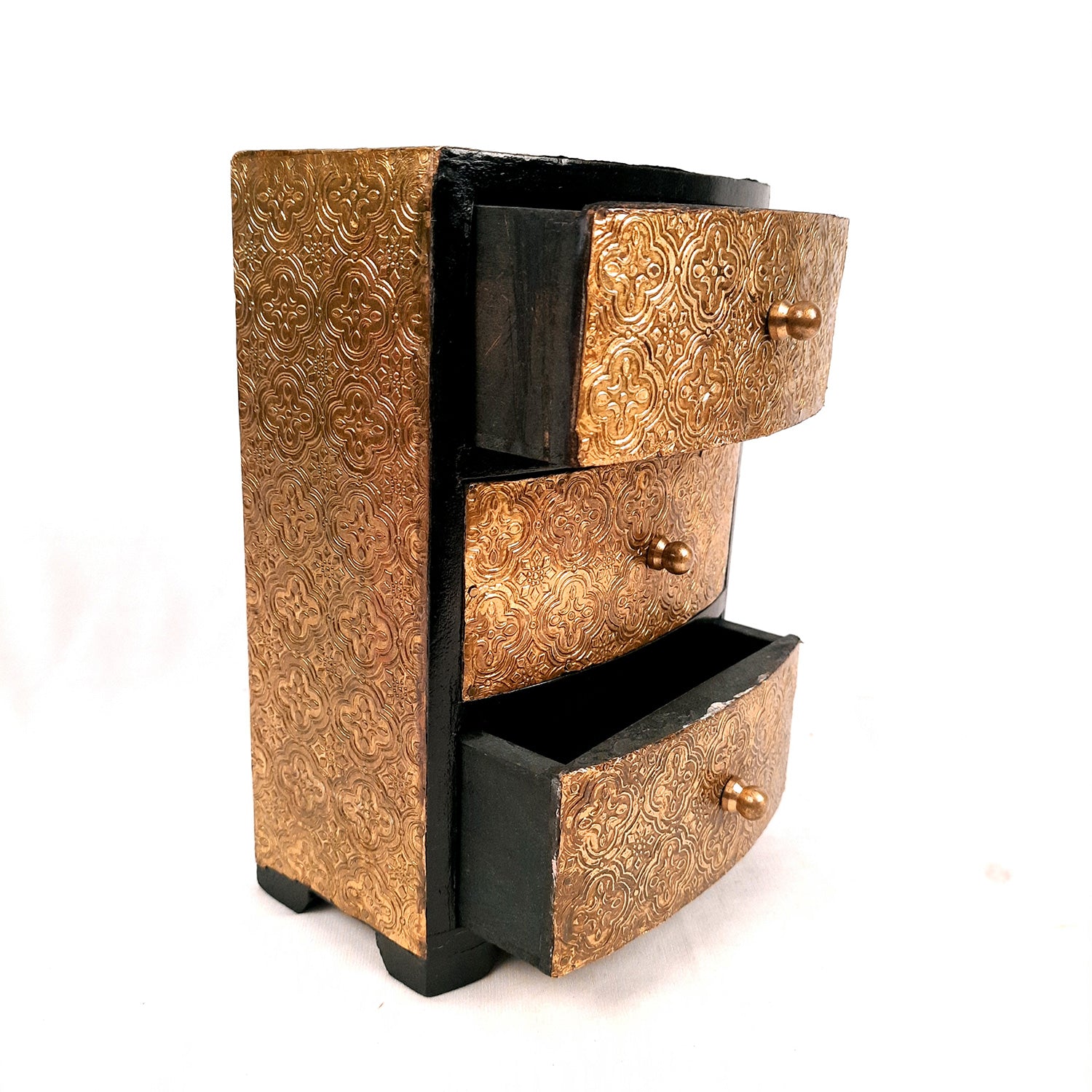 Jewellery Box | Wooden Jewellery Organizer with 3 Drawers | Storage Case for Rings, Earrings, Chains, Bangles & Makeup | Vanity Box for Women & Girls – 11 Inch - Apkamart #Style_Design 2