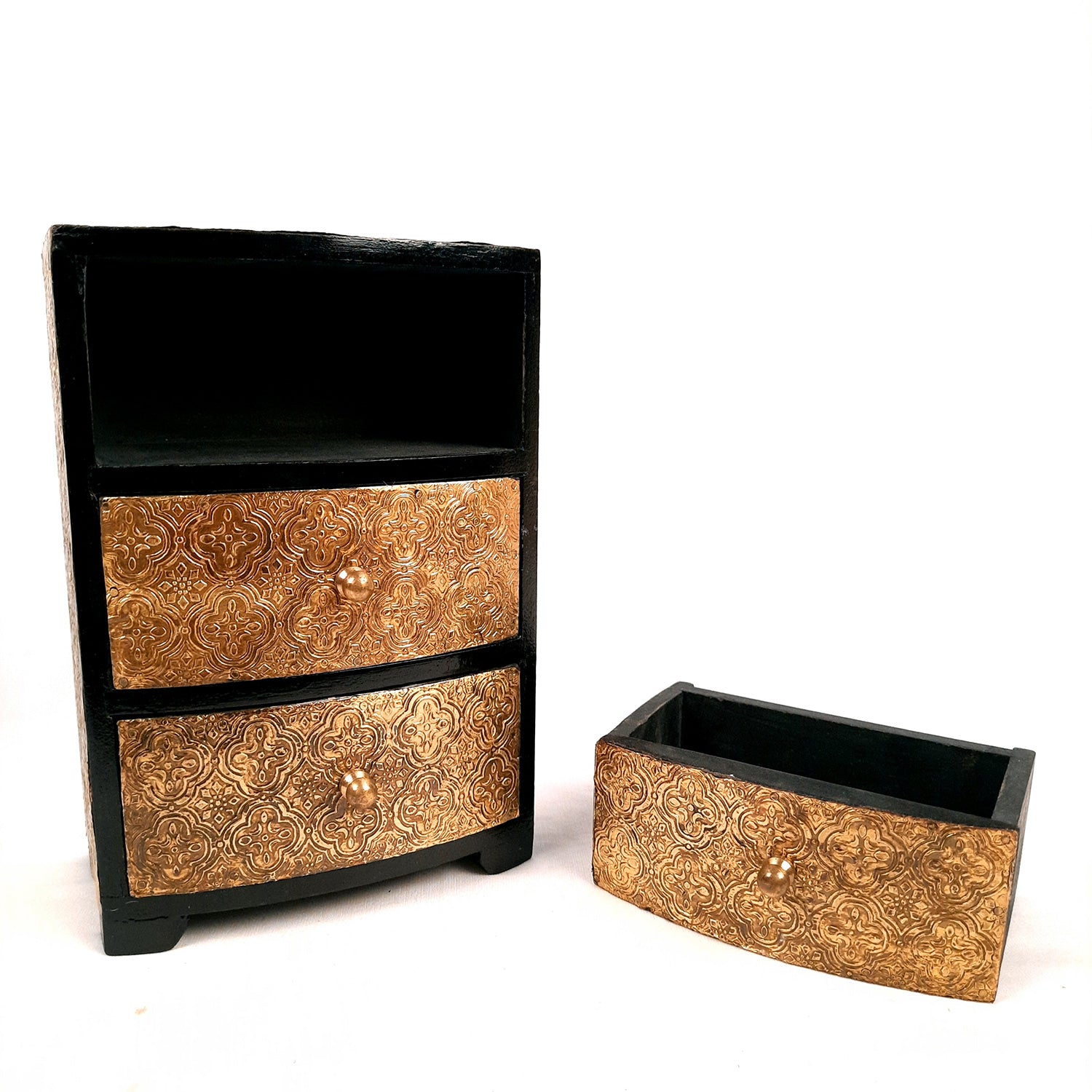 Jewellery Box | Wooden Jewellery Organizer with 3 Drawers | Storage Case for Rings, Earrings, Chains, Bangles & Makeup | Vanity Box for Women & Girls – 11 Inch - Apkamart #Style_Design 2