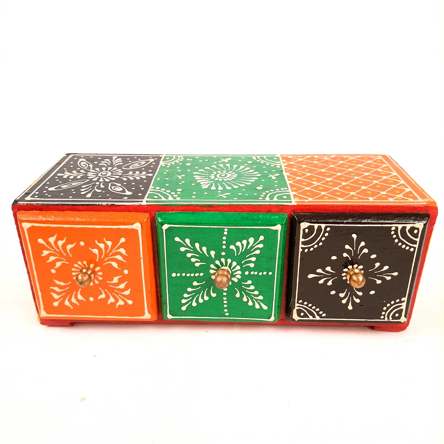 Jewellery Box | Decorative Wooden Jewelry Box - For Earring, Necklace & Gifts - 4 Inch - Apkamart