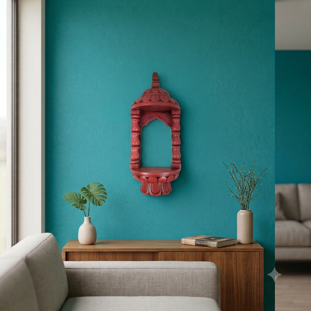 Wooden Jharokha Frame | Rajasthani Wall Decor - 14 inch-Apkamart