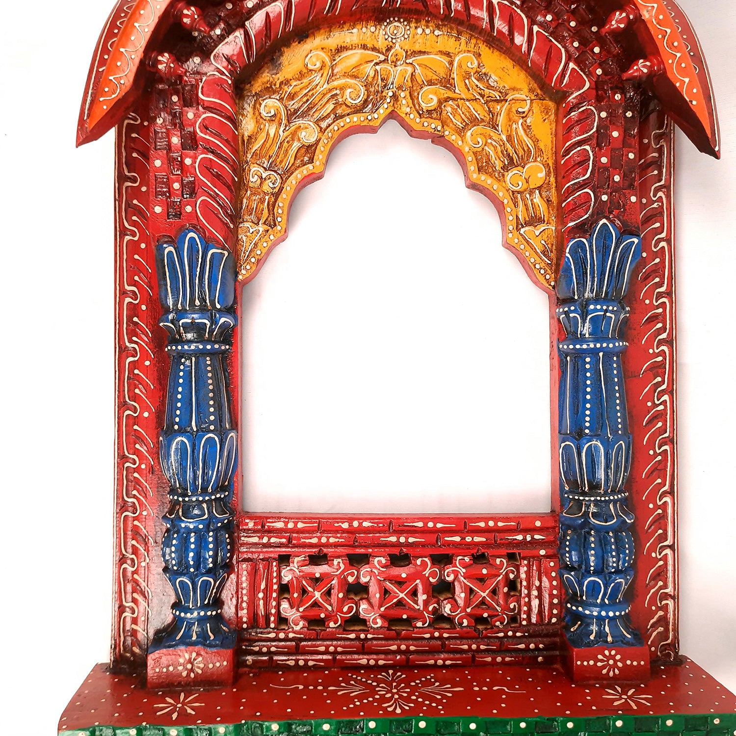 Jharokha Wall Hanging Big | Wooden Jharokha Hangings for Photo Frame & Mirrors - Decorative Jharokhas For Home, Wall Decor, Living room, Entrance Decoration & Gifts - 36 Inch - Apkamart #Color_Red