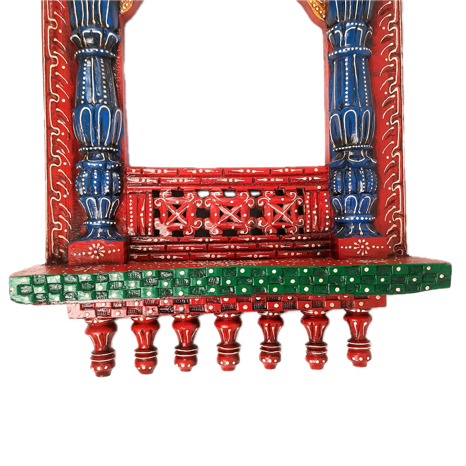 Jharokha Wall Hanging Big | Wooden Jharokha Hangings for Photo Frame & Mirrors - Decorative Jharokhas For Home, Wall Decor, Living room, Entrance Decoration & Gifts - 36 Inch - Apkamart #Color_Red
