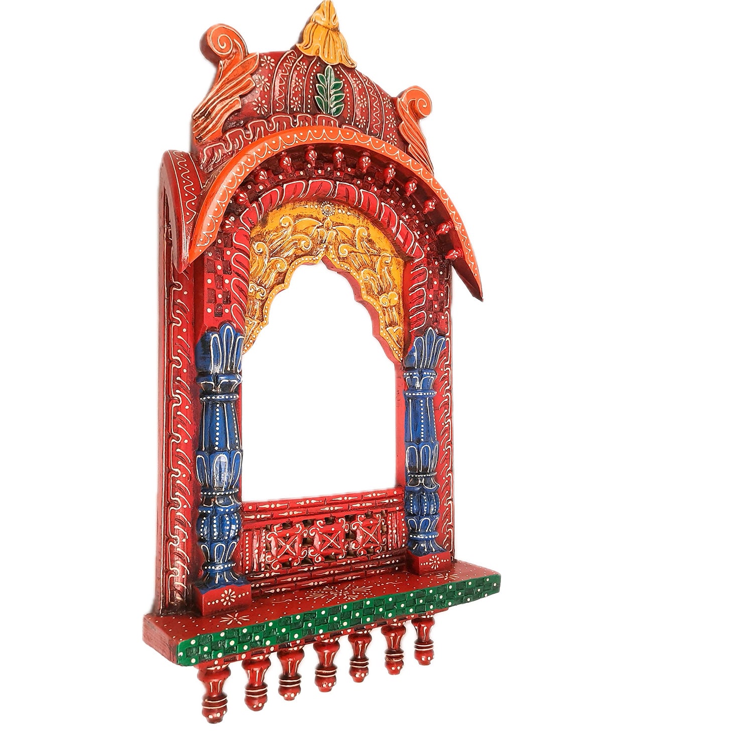 Jharokha Wall Hanging Big | Wooden Jharokha Hangings for Photo Frame & Mirrors - Decorative Jharokhas For Home, Wall Decor, Living room, Entrance Decoration & Gifts - 36 Inch - Apkamart #Color_Red