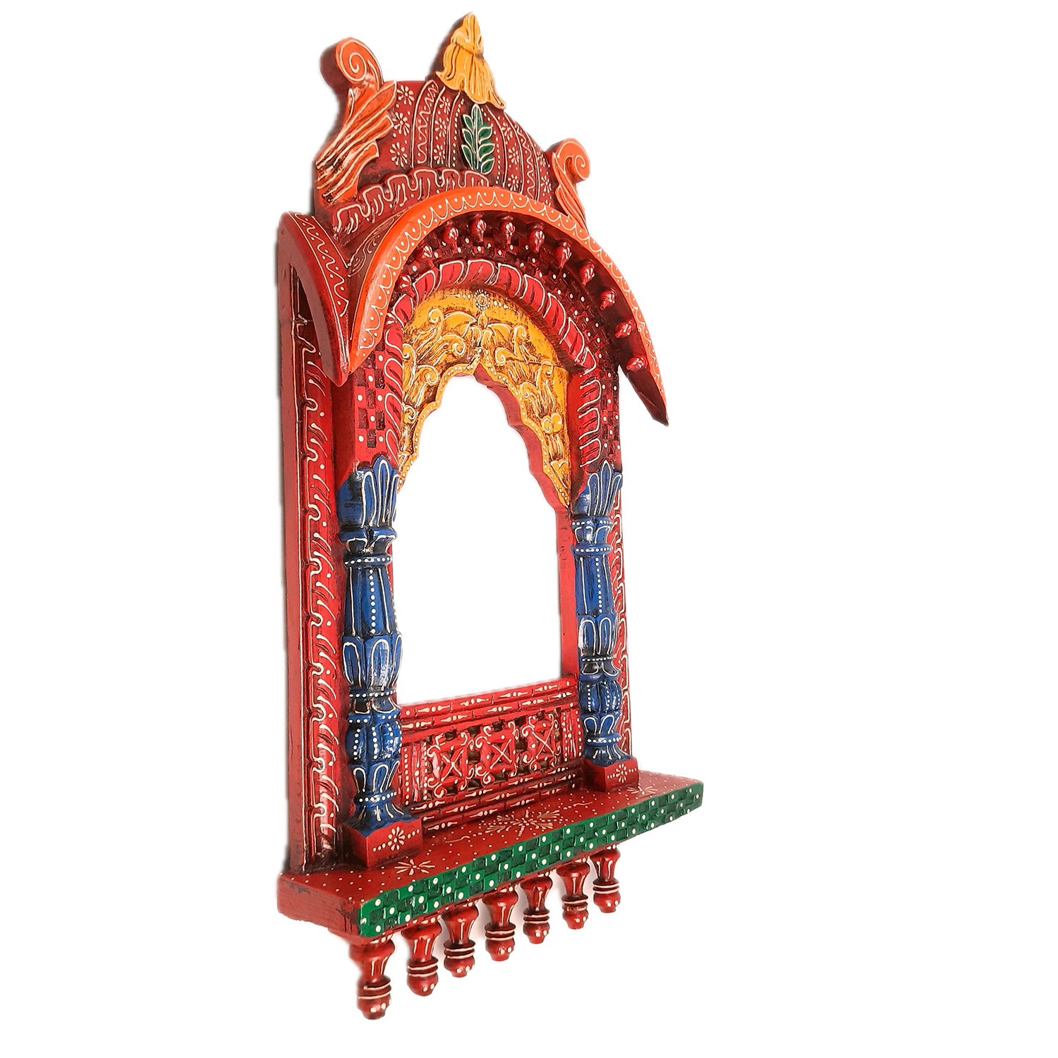 Jharokha Wall Hanging Big | Wooden Jharokha Hangings for Photo Frame & Mirrors - Decorative Jharokhas For Home, Wall Decor, Living room, Entrance Decoration & Gifts - 36 Inch - Apkamart #Color_Red