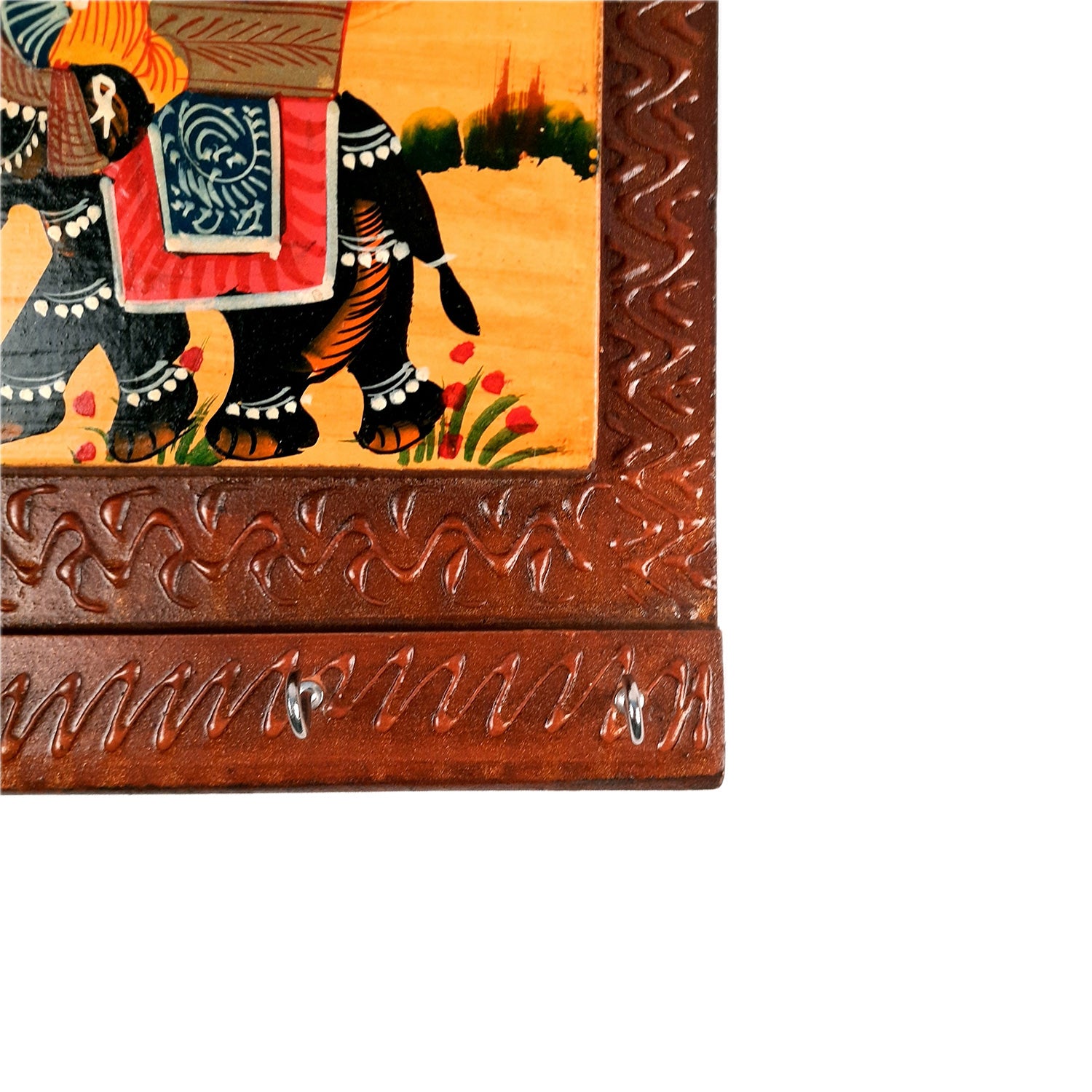 Key Holder with Small Letter Rack | Key Hook Stand | Wooden Keys & Paper Organizer - For Home, Entrance, Office Decor & Gifts - 11 Inch (4 Hooks) - Apkamart #Style_Pack of 1