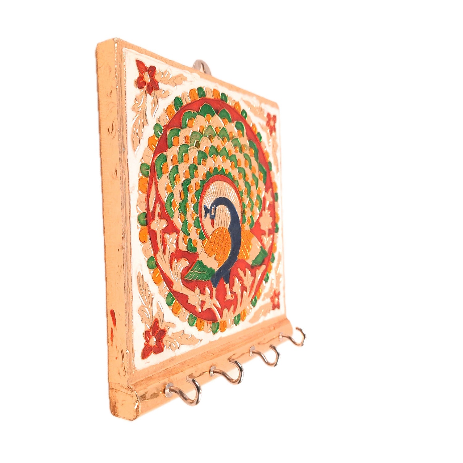 Key Holder Stands | Keys Hook Hangers - Minakari Design | Keys Organizer - For Home, Entrance, Office Decor & Gifts - 5 Inch (4 Hooks) - Apkamart