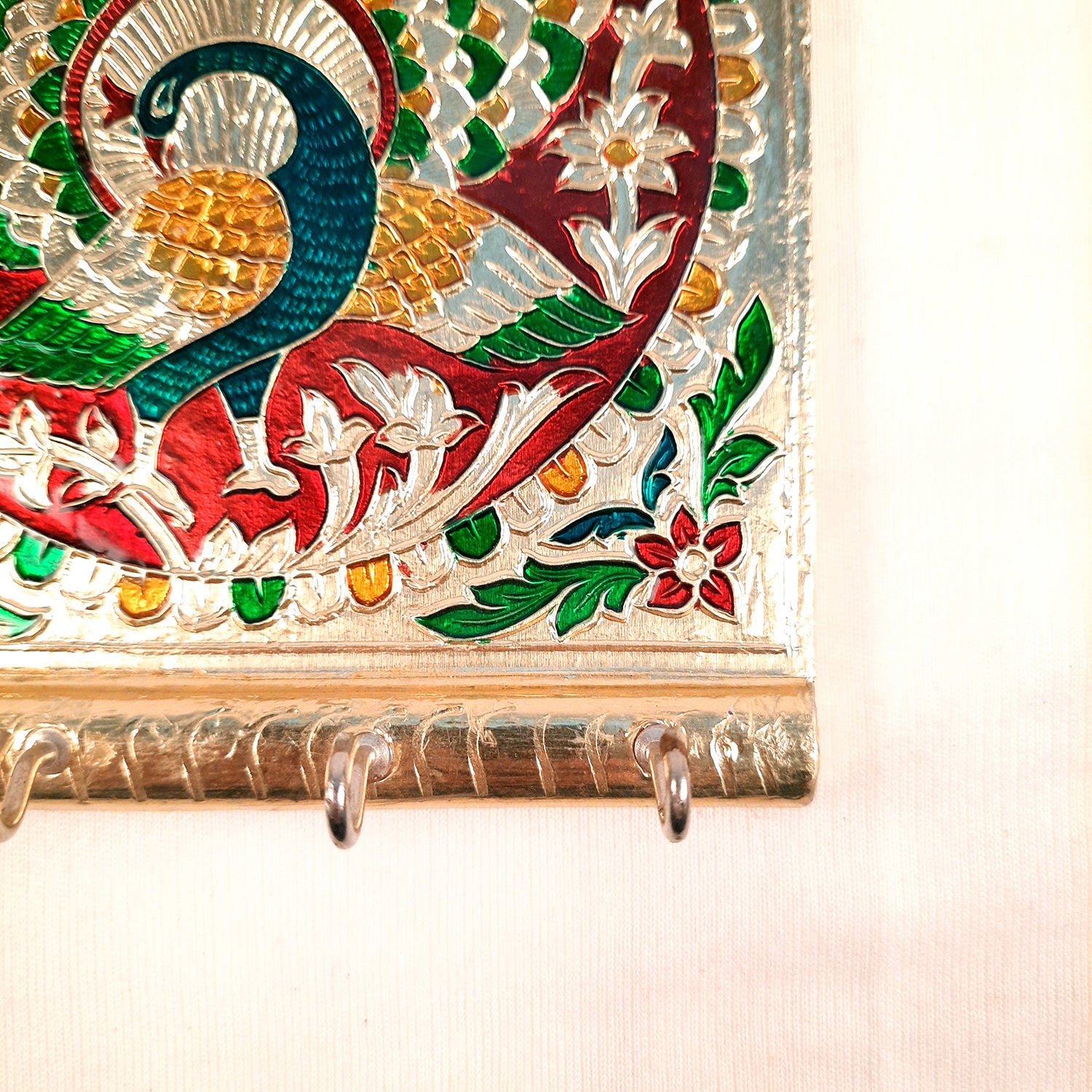 Key Holder Stands | Keys Hook Wall Hangers Minakari Design | Keys Organizer - For Home, Entrance, Office Decor & Gifts - 5 Inch (4 Hooks) - Apkamart #Style_Pack of 4