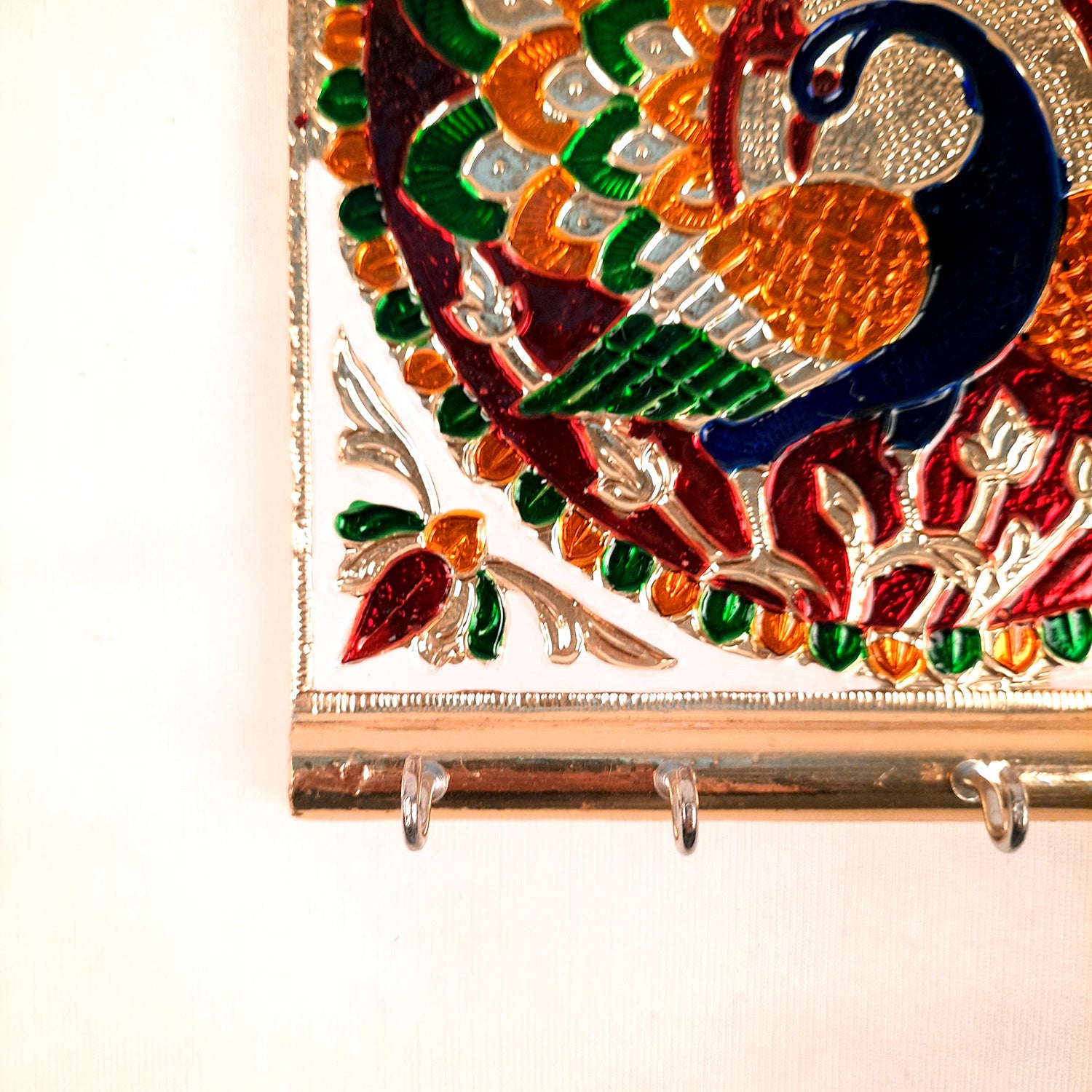 Key Holder Stands | Keys Hook Wall Hangers With Minakari Work| Keys Organizer - For Home, Entrance, Office Decor & Gifts - 5 Inch (4 Hooks) - Apkamart #Style_Pack of 1