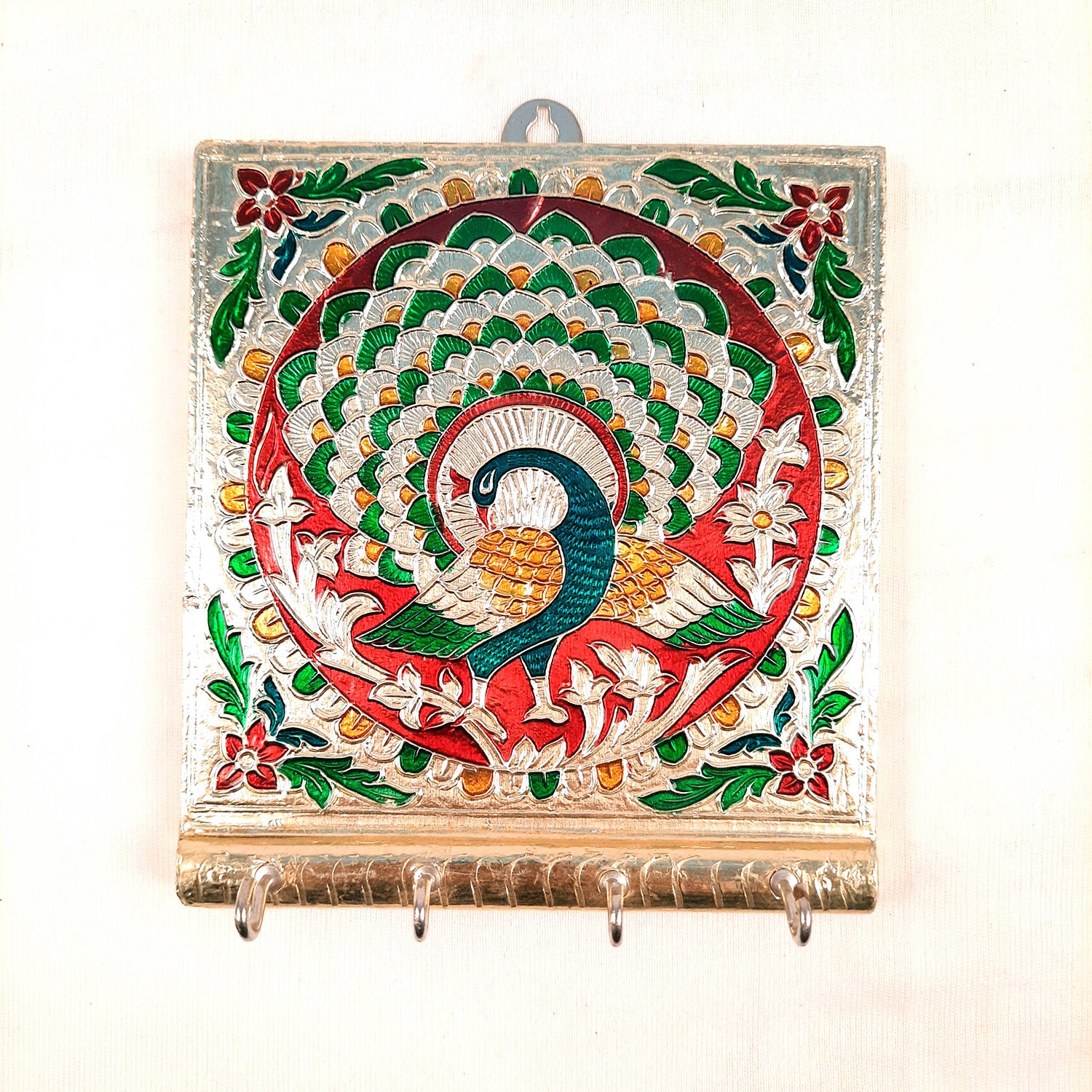 Key Holder Stands | Keys Hook Wall Hangers Minakari Design | Keys Organizer - For Home, Entrance, Office Decor & Gifts - 5 Inch (4 Hooks) - Apkamart #Style_Pack of 4