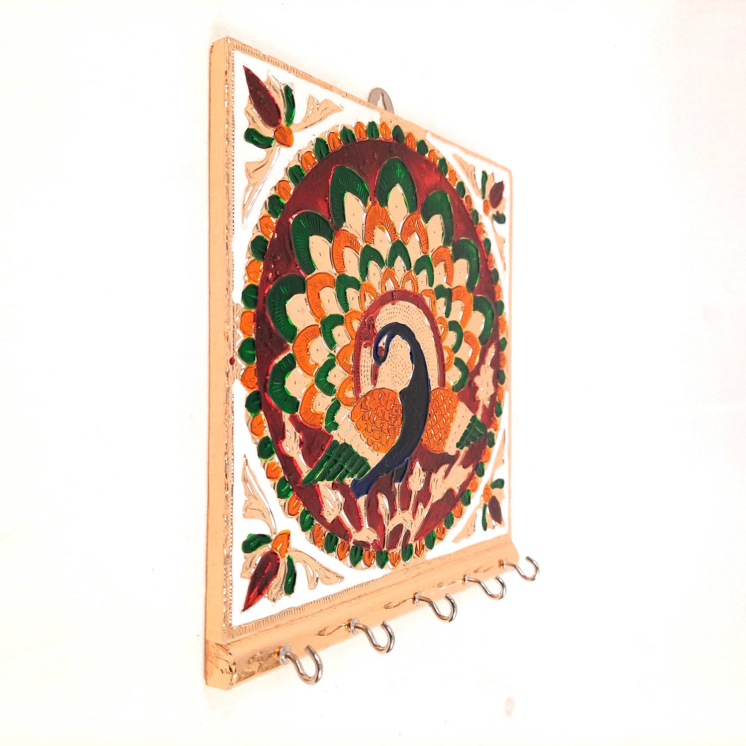 Key Holder Stands | Keys Hook Wall Hangers With Minakari Work| Keys Organizer - For Home, Entrance, Office Decor & Gifts - 5 Inch (4 Hooks) - Apkamart #Style_Pack of 4