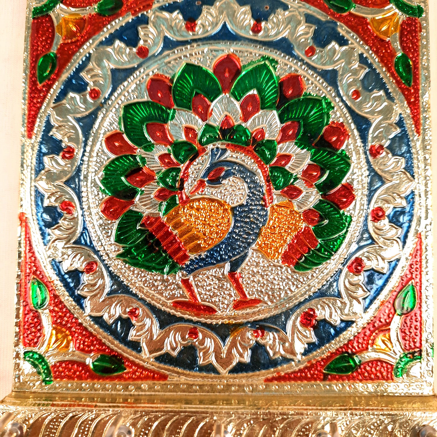 Key Holder Stands | Keys Hook Hangers - Minakari Peacock Design | Keys Organizer - For Home, Entrance, Office Decor & Gifts - 6 Inch (5 Hooks) - Apkamart #style_Pack of 1