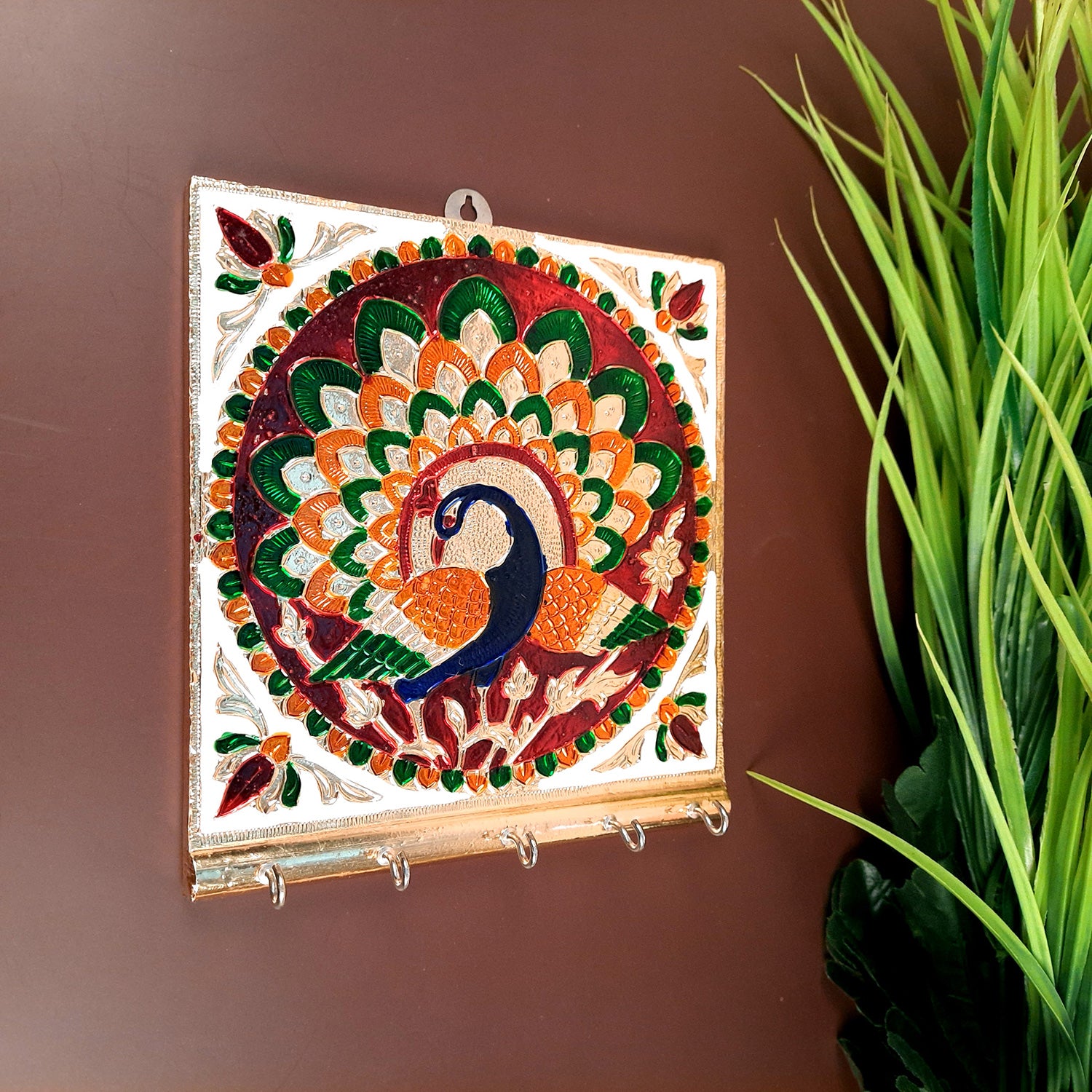 Key Holder Stands | Keys Hook Wall Hangers With Minakari Work| Keys Organizer - For Home, Entrance, Office Decor & Gifts - 5 Inch (4 Hooks) - Apkamart #Style_Pack of 4