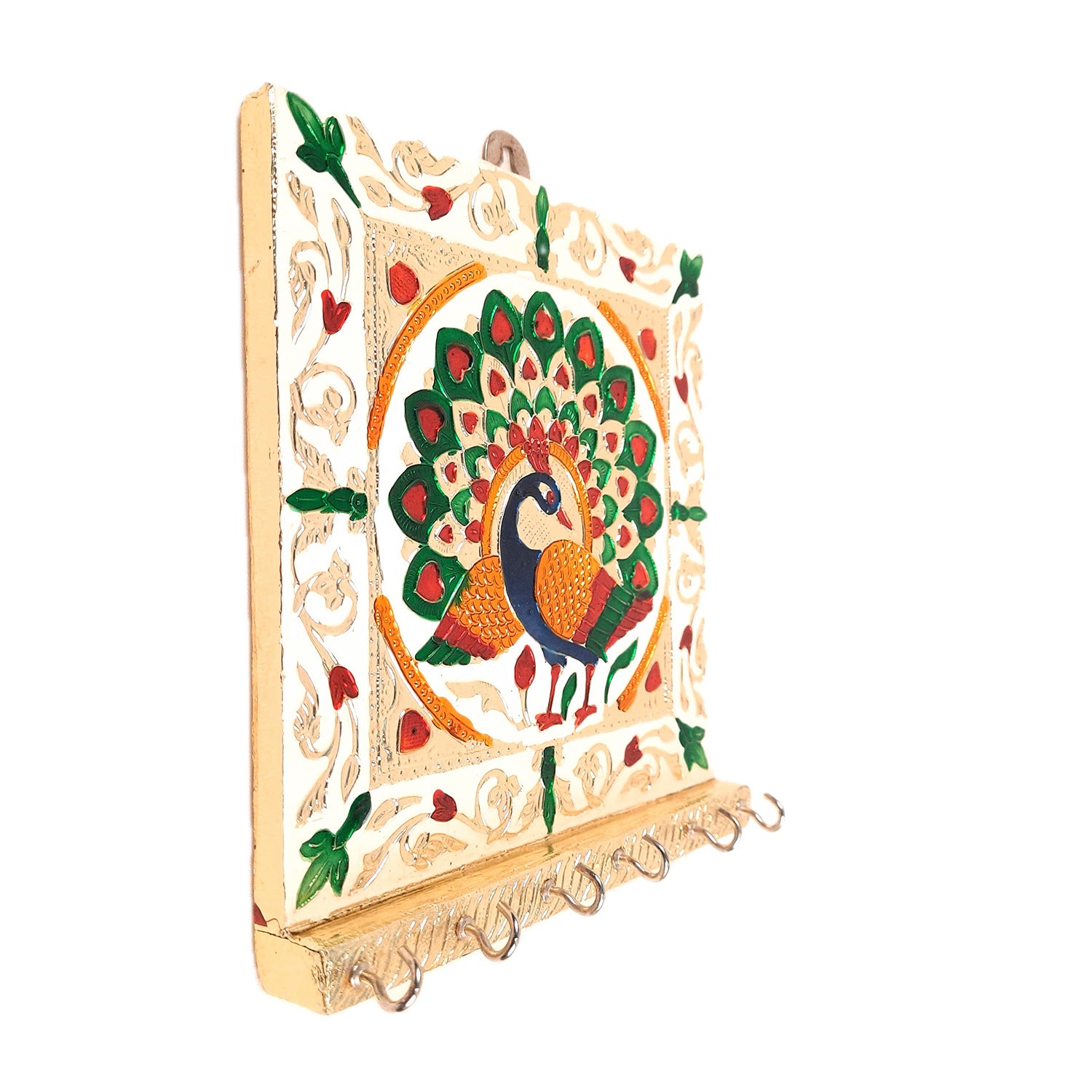 Key Hook Wall Hanging | Key Holder Stand Minakari Design | Key Hanger Organiser - For Home, Entrance, Office Decor & Gifts - 7 Inch - Apkamart #style_pack of 1