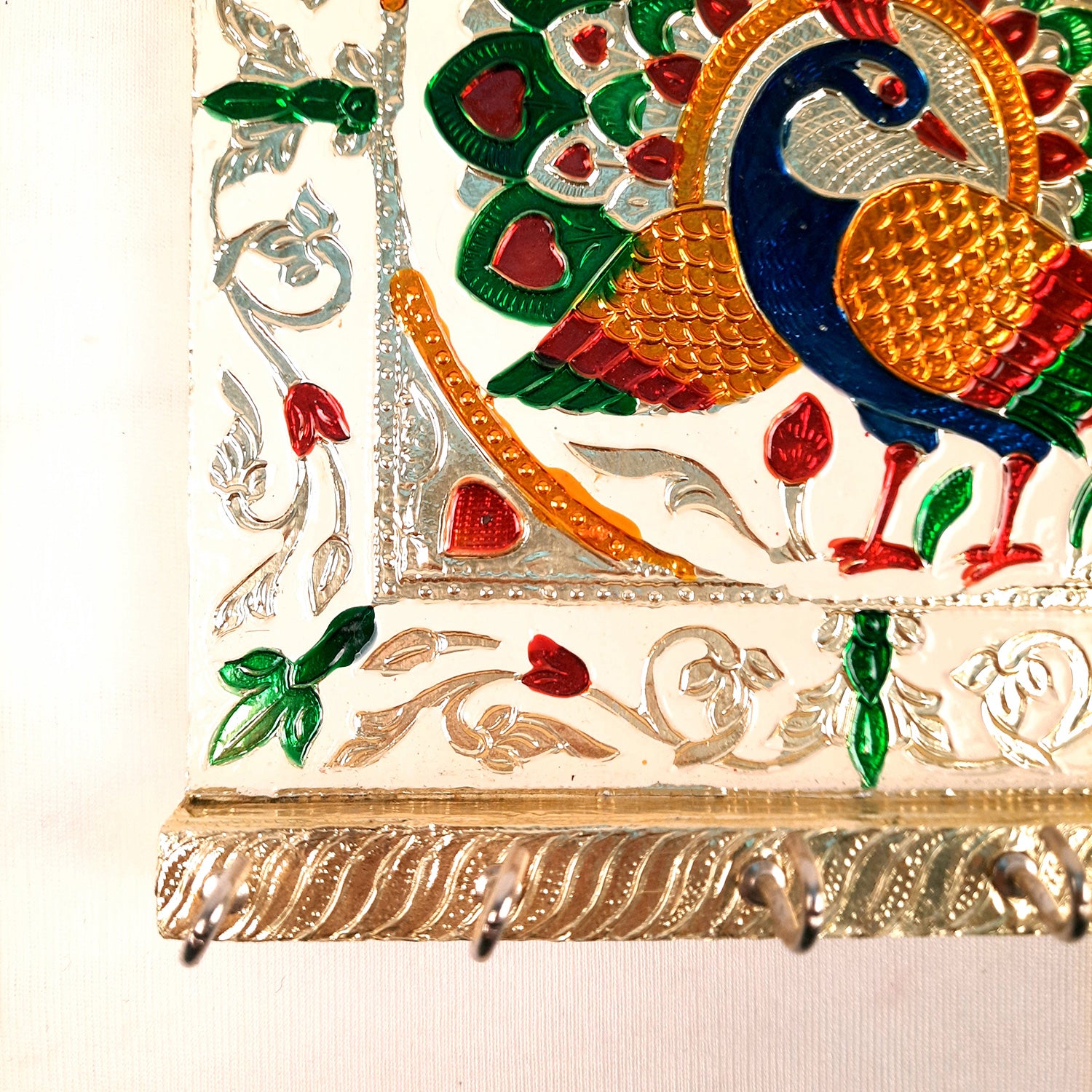 Key Hook Wall Hanging | Key Holder Stand Minakari Design | Key Hanger Organiser - For Home, Entrance, Office Decor & Gifts - 7 Inch - Apkamart #style_pack of 2