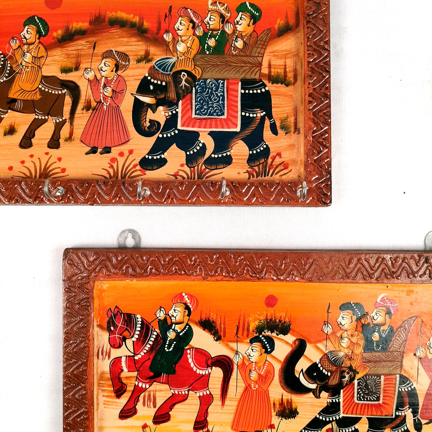 Key Holder Stands | Wooden Keys Hook Hangers | Keys Organizer - For Home, Entrance, Office Decor & Gifts - 12 Inch (6 Hooks) - Apkamart #Style_Pack of 2