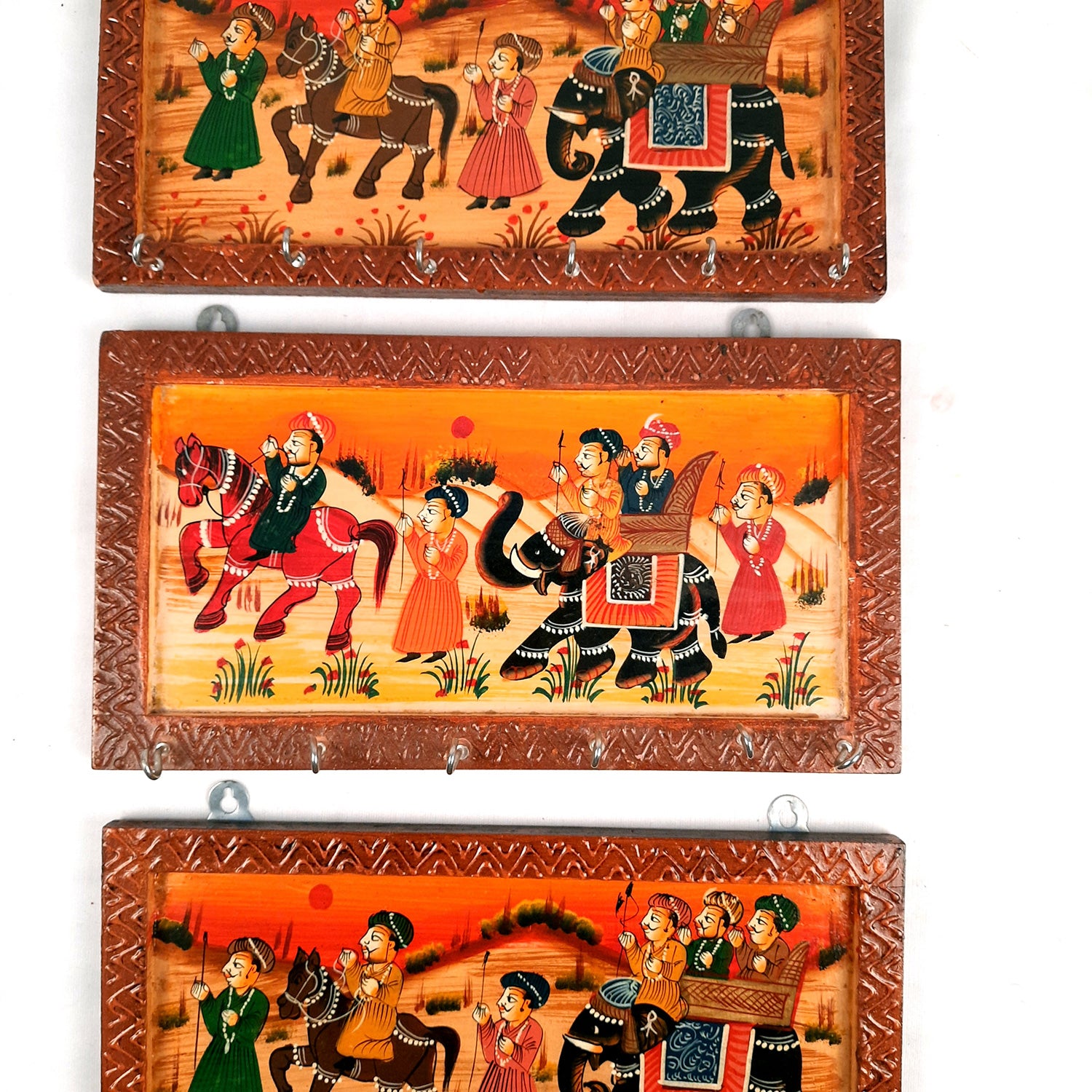 Key Holder Stands | Wooden Keys Hook Hangers | Keys Organizer - For Home, Entrance, Office Decor & Gifts - 12 Inch (6 Hooks) - Apkamart #Style_Pack of 3