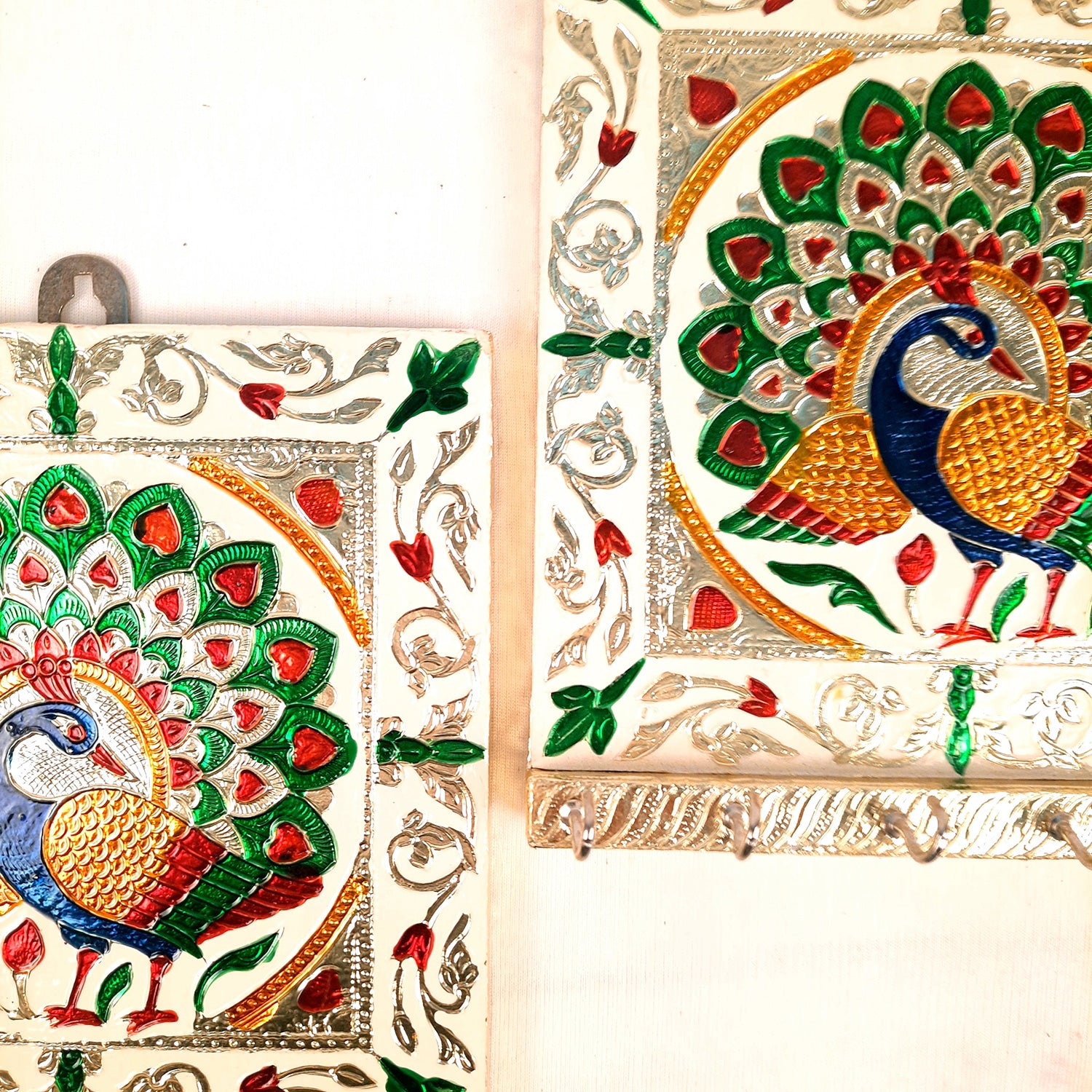 Key Hook Wall Hanging | Key Holder Stand Minakari Design | Key Hanger Organiser - For Home, Entrance, Office Decor & Gifts - 7 Inch - Apkamart #style_pack of 2