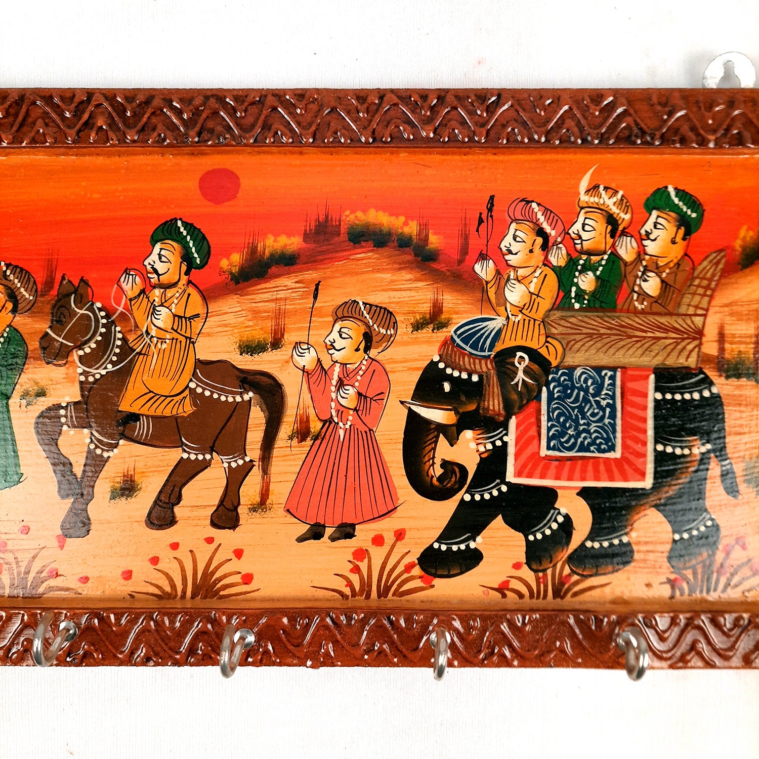 Key Holder Stands | Wooden Keys Hook Hangers | Keys Organizer - For Home, Entrance, Office Decor & Gifts - 12 Inch (6 Hooks) - Apkamart #Style_Pack of 2