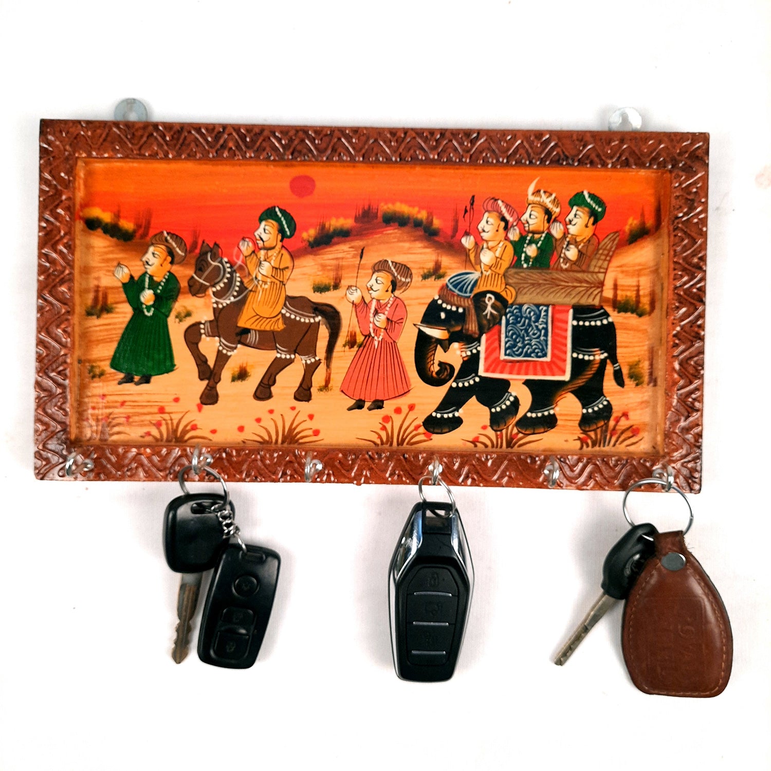 Key Holder Stands | Wooden Keys Hook Hangers | Keys Organizer - For Home, Entrance, Office Decor & Gifts - 12 Inch (6 Hooks) - Apkamart #Style_Pack of 2