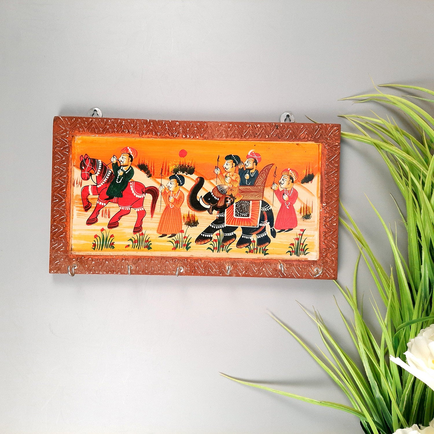 Key Holder Stands | Wooden Keys Hook Hangers | Keys Organizer - For Home, Entrance, Office Decor & Gifts - 12 Inch (6 Hooks) - Apkamart #Style_Pack of 3