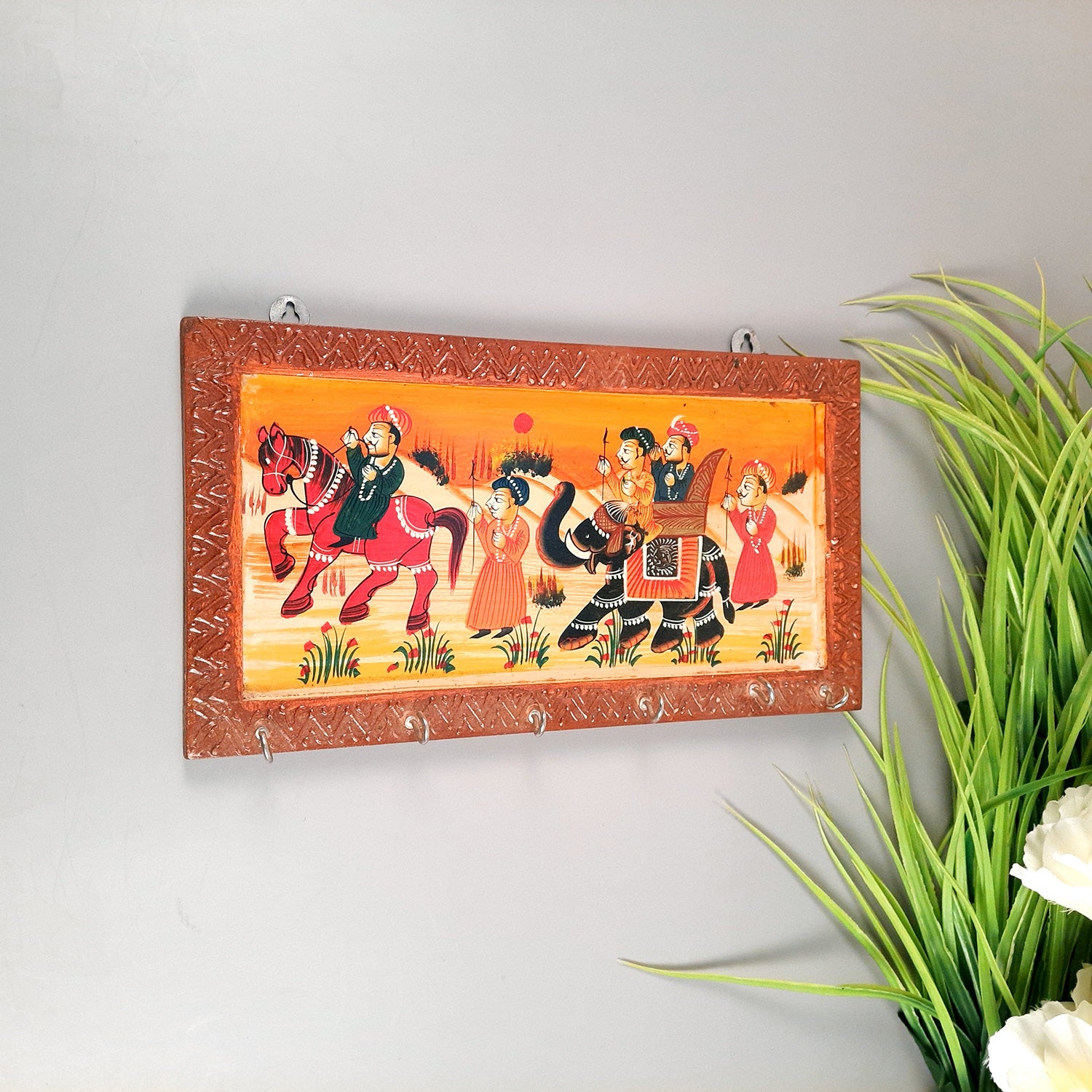 Key Holder Stands | Wooden Keys Hook Hangers | Keys Organizer - For Home, Entrance, Office Decor & Gifts - 12 Inch (6 Hooks) - Apkamart #Style_Pack of 3