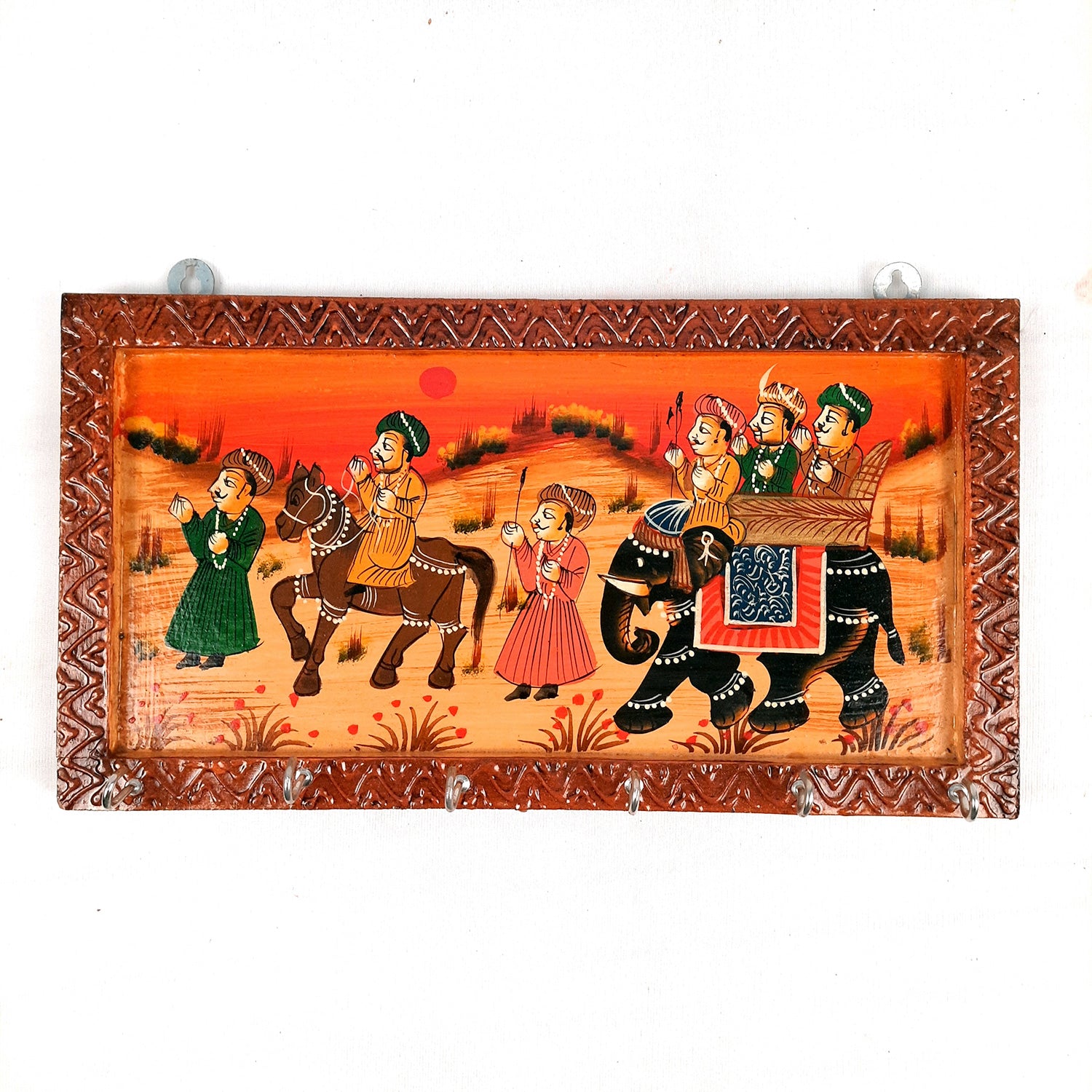 Key Holder Stands | Wooden Keys Hook Hangers | Keys Organizer - For Home, Entrance, Office Decor & Gifts - 12 Inch (6 Hooks) - Apkamart #Style_Pack of 2