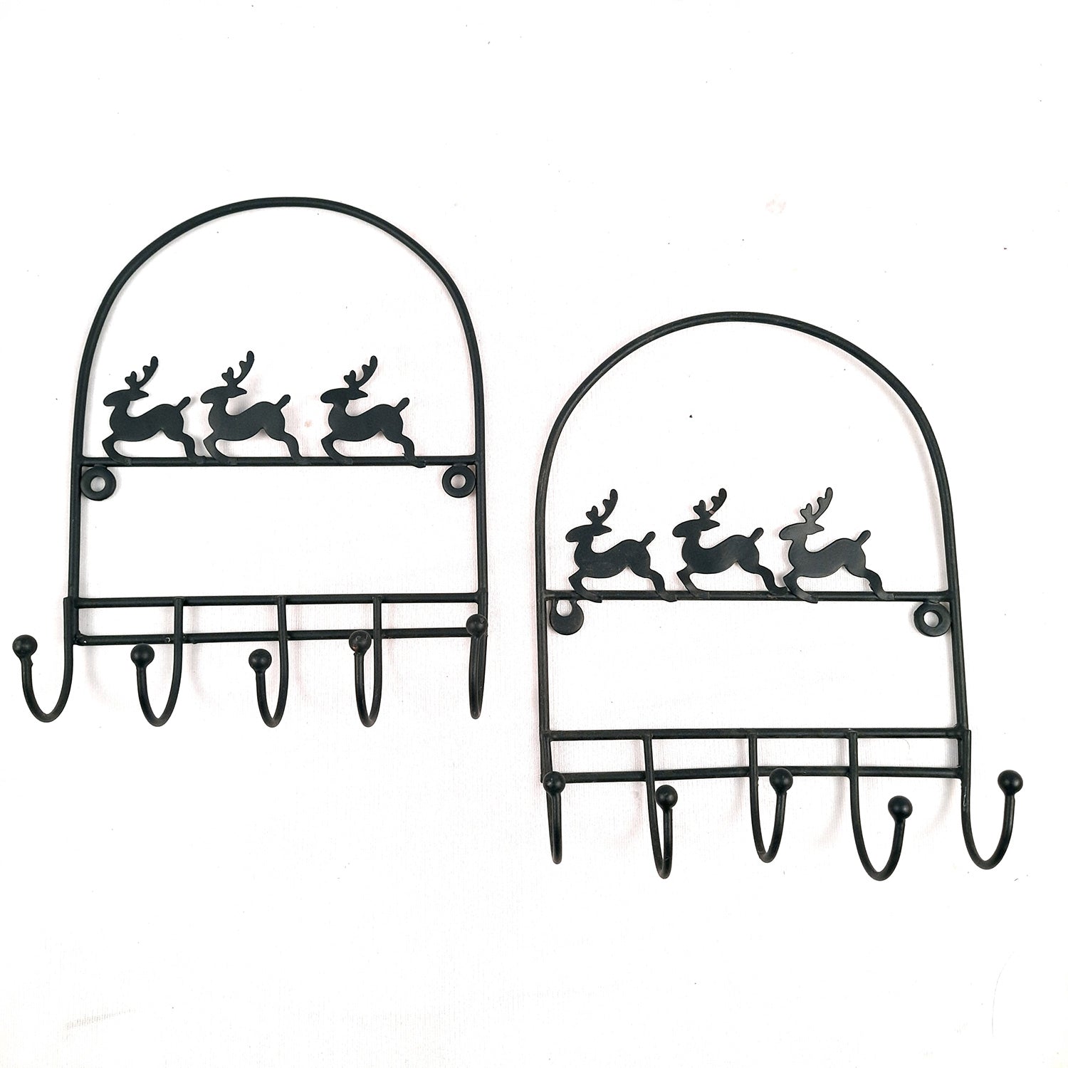 Key Holder Stands | Keys Hook Wall Hangers - Reindeer Design | Keys Organizer - For Home, Entrance, Office Decor & Gifts - 9 Inch (5 Hooks) - Apkamart #Style_Pack of 2