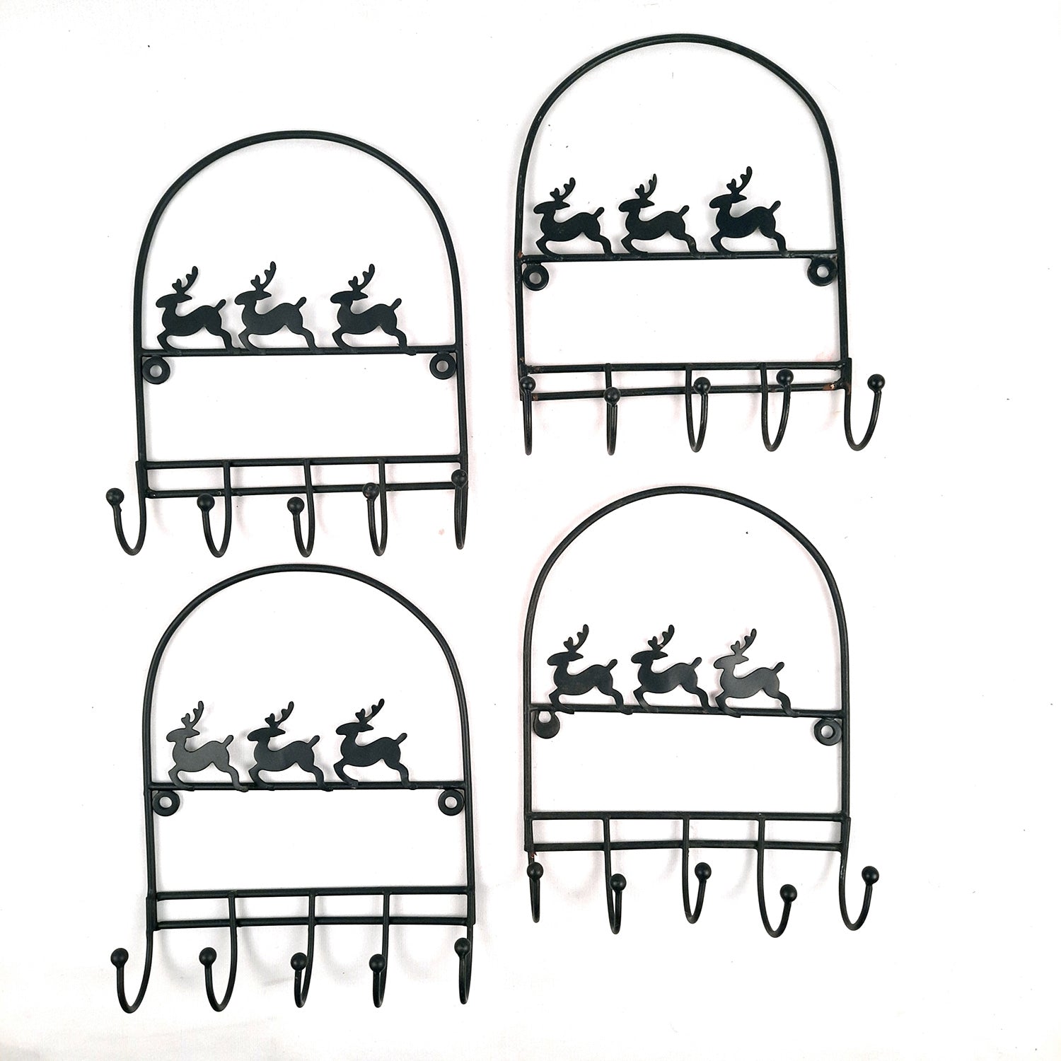 Key Holder Stands | Keys Hook Wall Hangers - Reindeer Design | Keys Organizer - For Home, Entrance, Office Decor & Gifts - 9 Inch (5 Hooks) - Apkamart #Style_Pack of 4