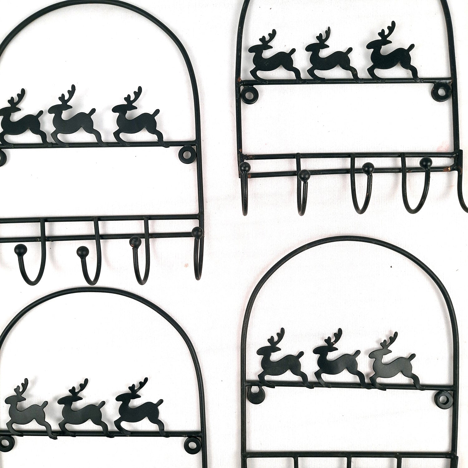 Key Holder Stands | Keys Hook Wall Hangers - Reindeer Design | Keys Organizer - For Home, Entrance, Office Decor & Gifts - 9 Inch (5 Hooks) - Apkamart #Style_Pack of 4