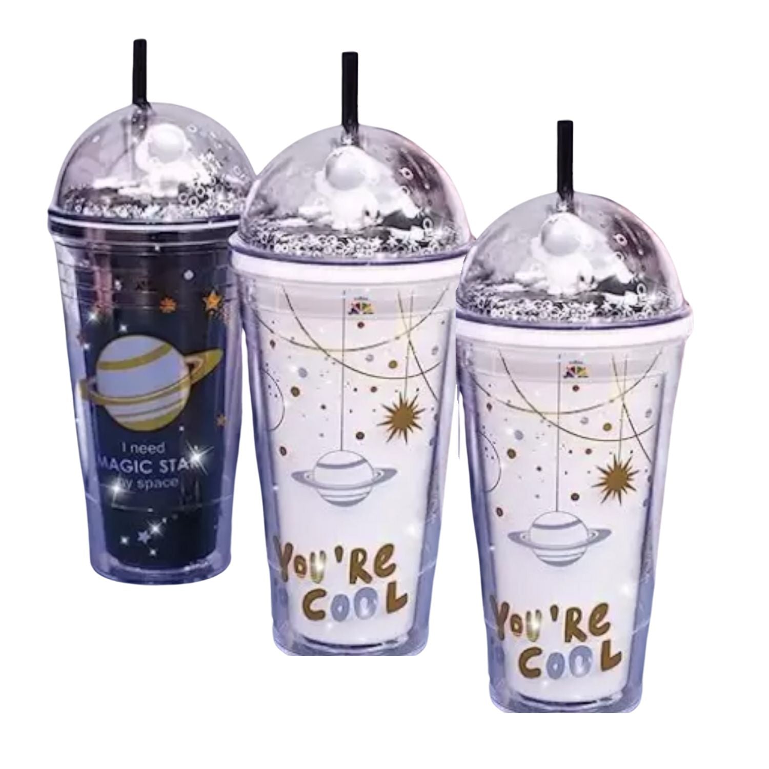 Sipper Bottler with Straw - Space Design | Kid's Cup / Tumbler with Lid | Water Bottle | Fruit Juice Mug for Kids - For Kids Birthday Gift & Return Gift - Apkamart #style_pack of 3