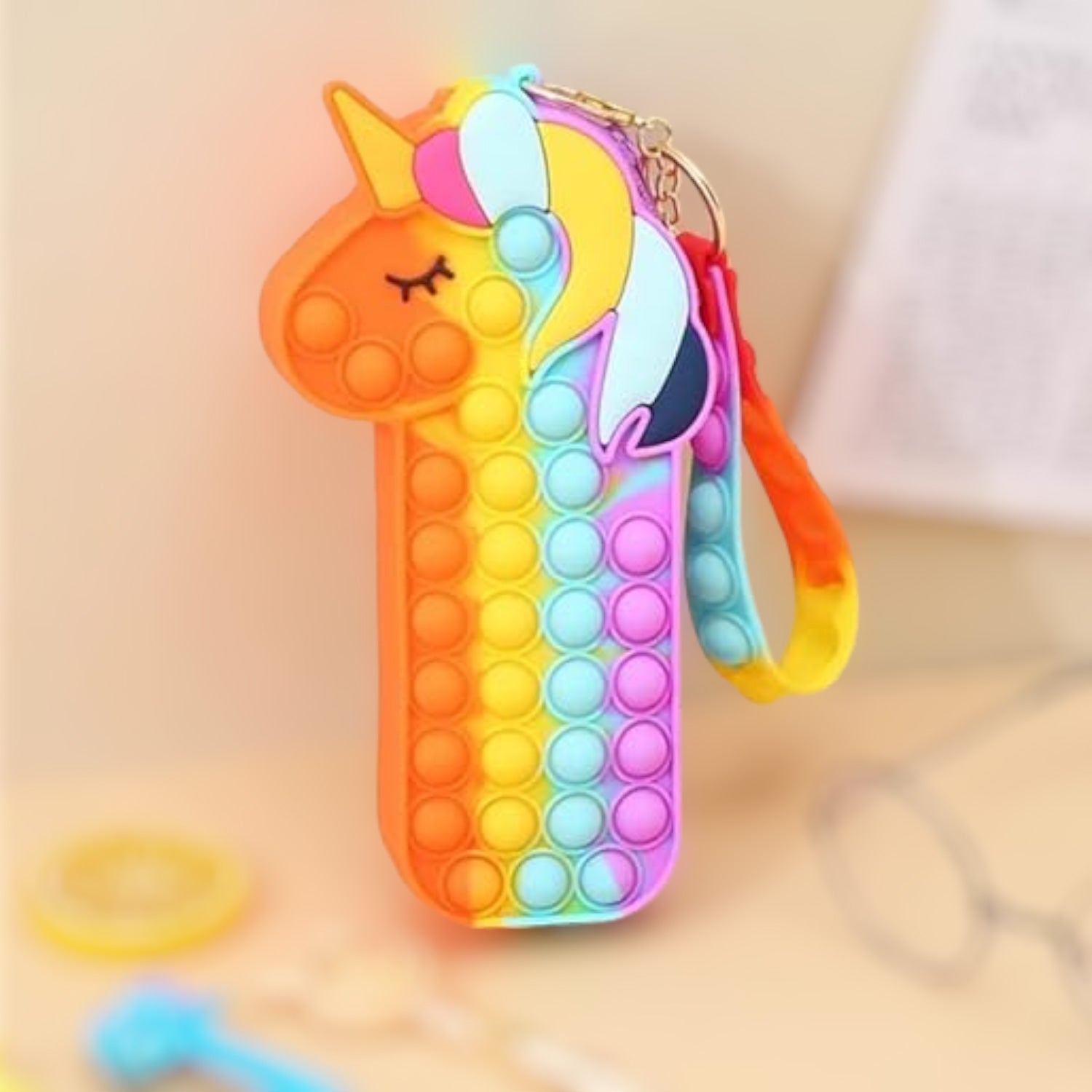 Pop It Pouch Unicorn | Pencil Box / Pen - Pencil Case | Pop It Toy | POP IT Bubble Pouch | Multifunctional Zipper Pouch - For School, College, Girls, Kids Birthday Gift & Return Gifts