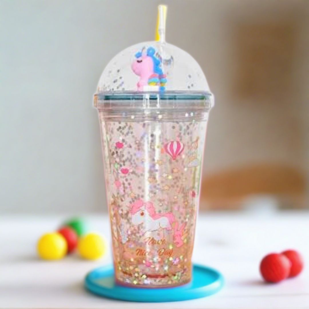 Sipper Bottler with Straw - Unicorn Design | Kid's Cup / Tumbler with Lid | Water Bottle | Fruit Juice Mug for Kids - For Kids Birthday Gift & Return Gift Success - Apkamart #Style_pack of 1