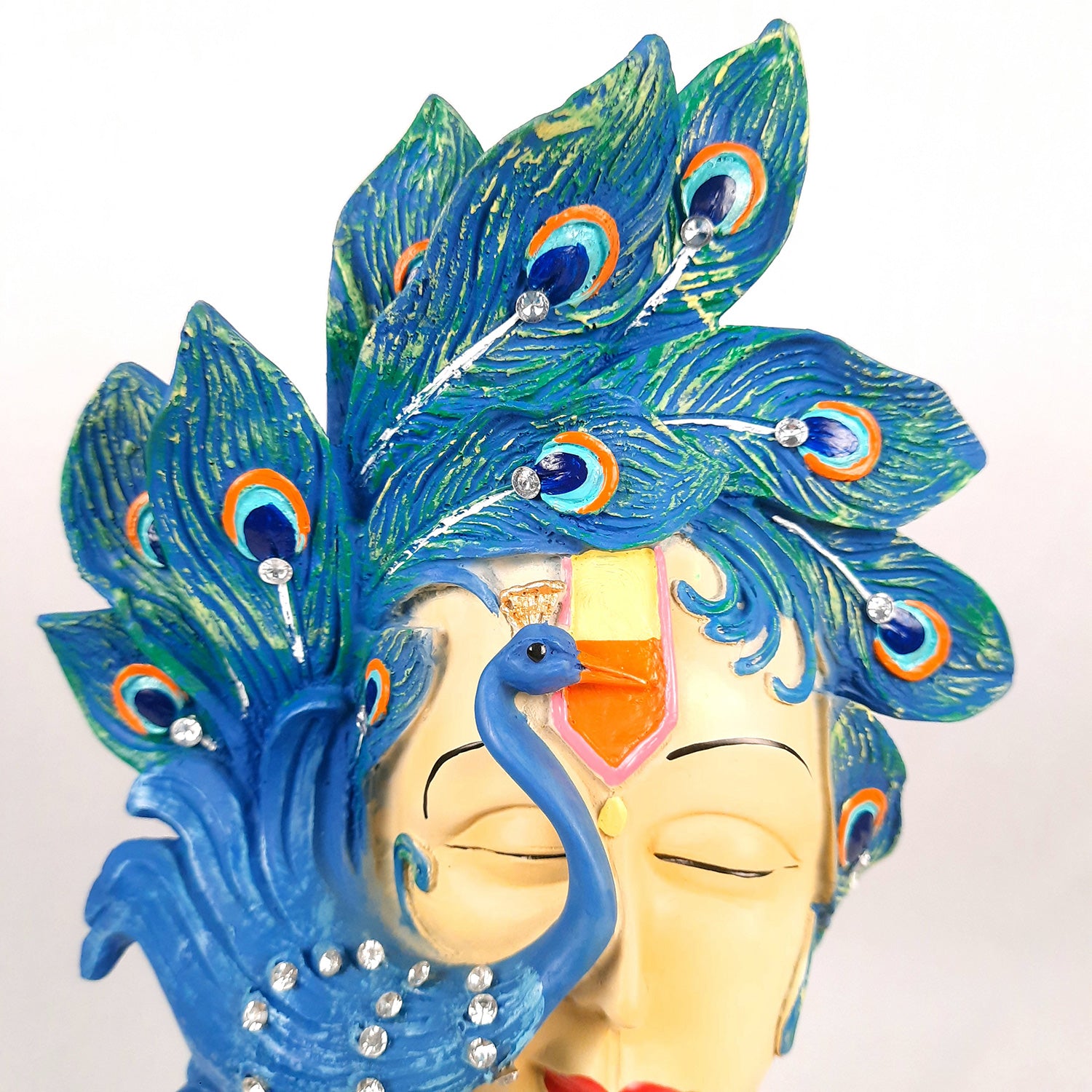 Krishan Idol With Peacock | Lord Krishna Murti | Decorative Krishna Statue Showpiece - for Home, Puja Room, Table Decor, Living room, Office Desk & Gift - 19 Inch -Apkamart