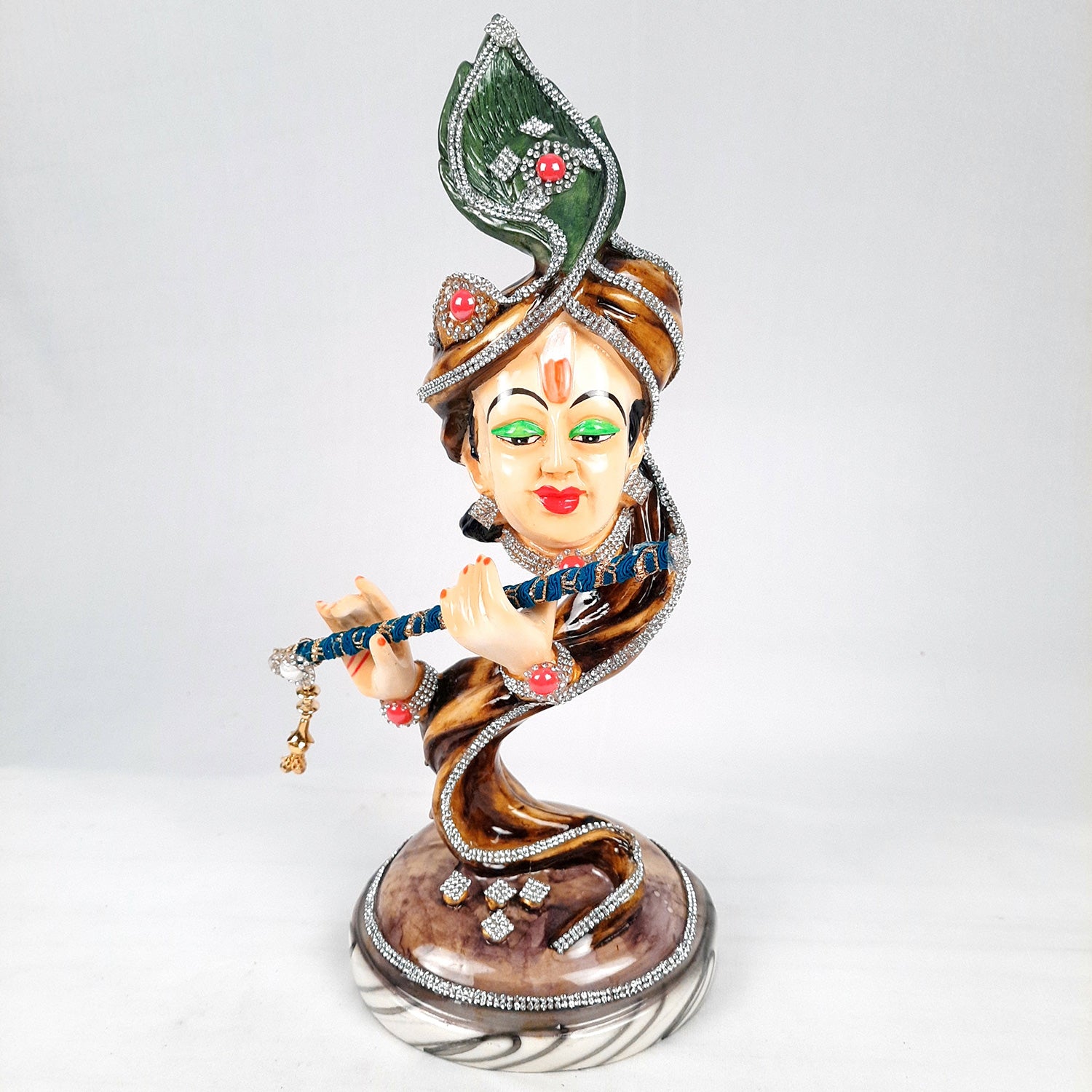 Krishna Idol | Lord Krishna Face Statue Showpiece -for Home, Puja Room, Table Decor, Living Room, Office Desk & Gift - 13 inch - apkamart #Style_Design 1