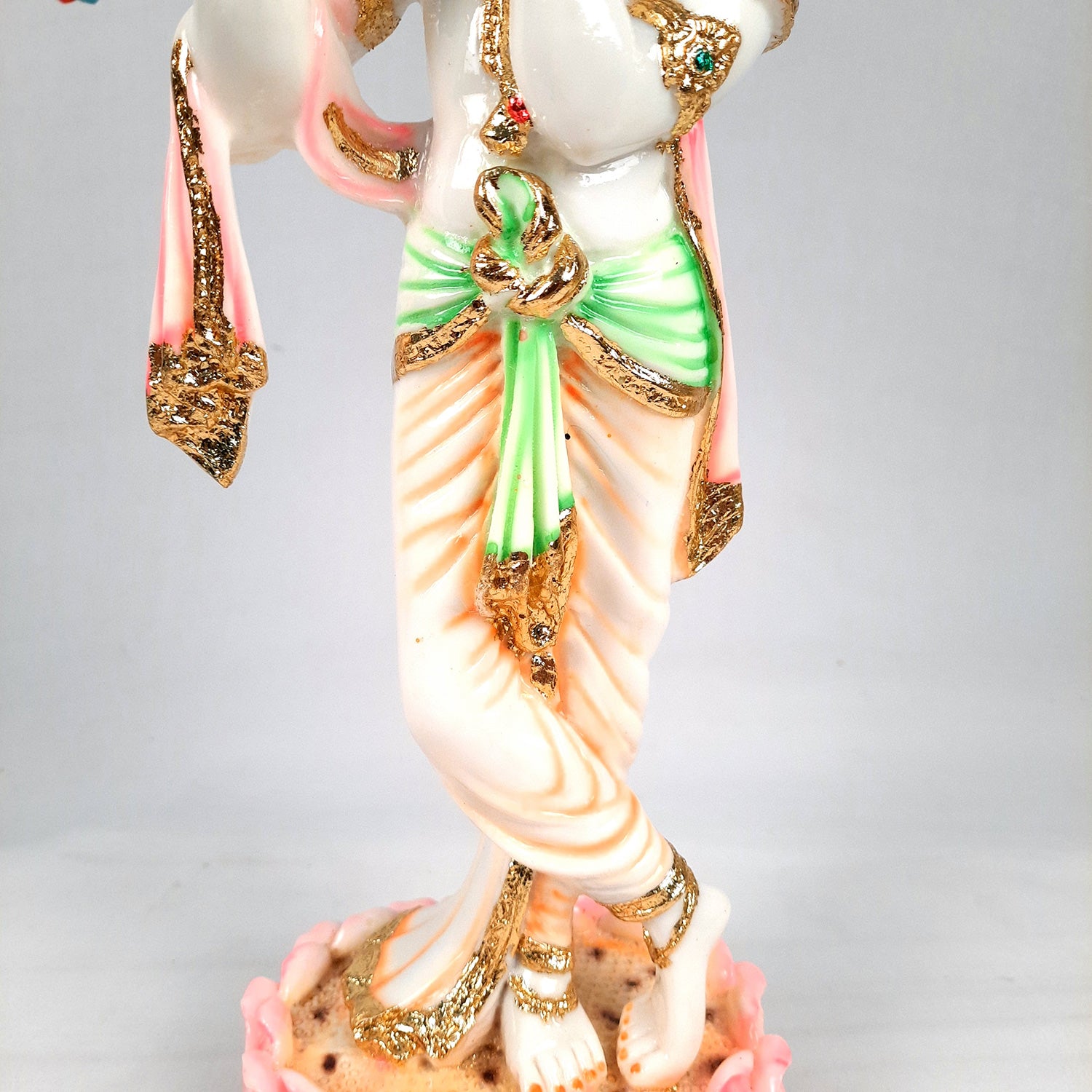 Krishna Idol Statue - Marble Look | Krishna Playing Bansuri Big Murti - for Home Decor, Living Room, Temple, Pooja, Table, Office & Gifts - 16 Inch - apkamart
