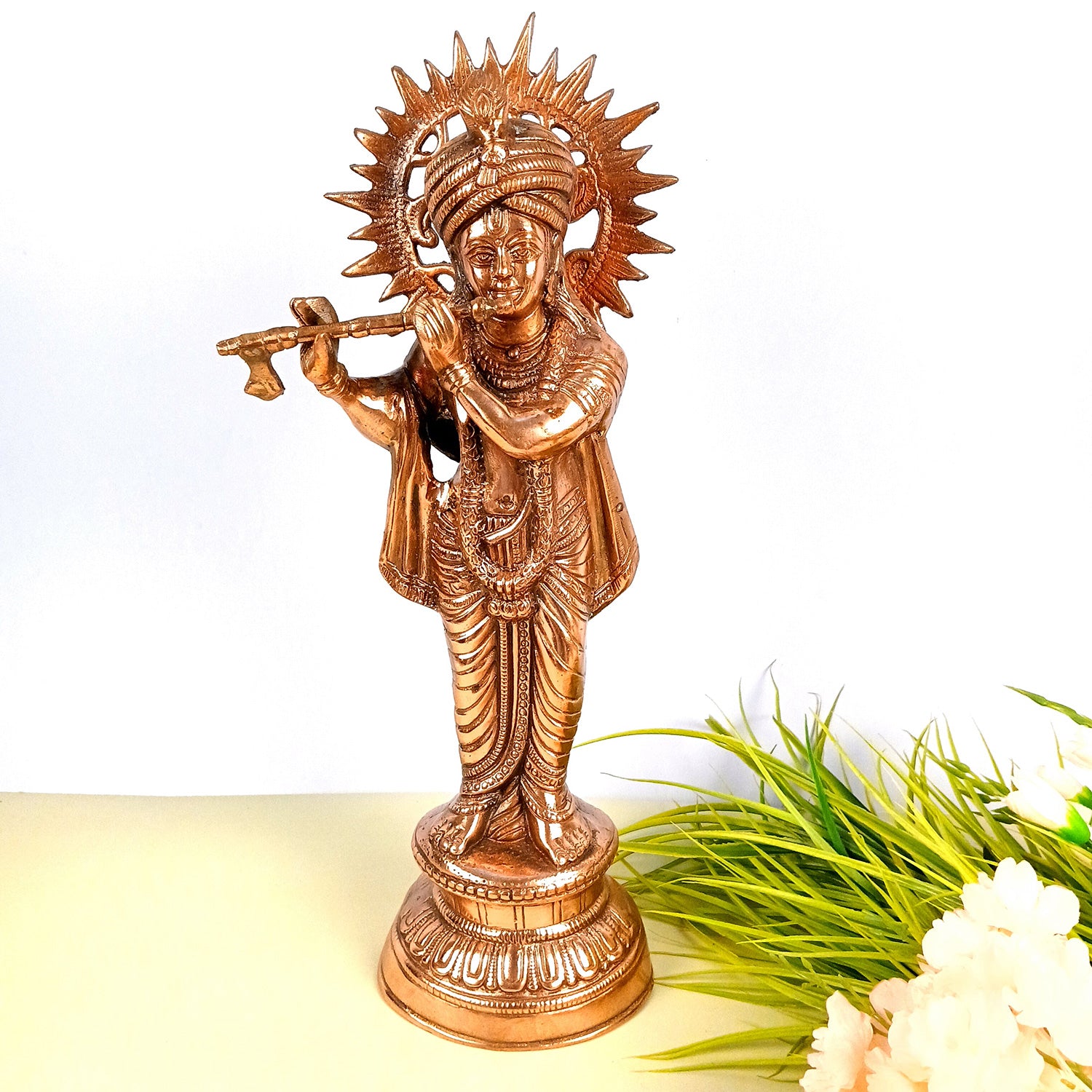 Shri Krishna Statue | Lord Krishna Idol | Big Krishna Playing Flue / Bansuri Murti - for Gift, Home, Living Room, Office, Puja Room Decoration - 20 Inch - Apkamart