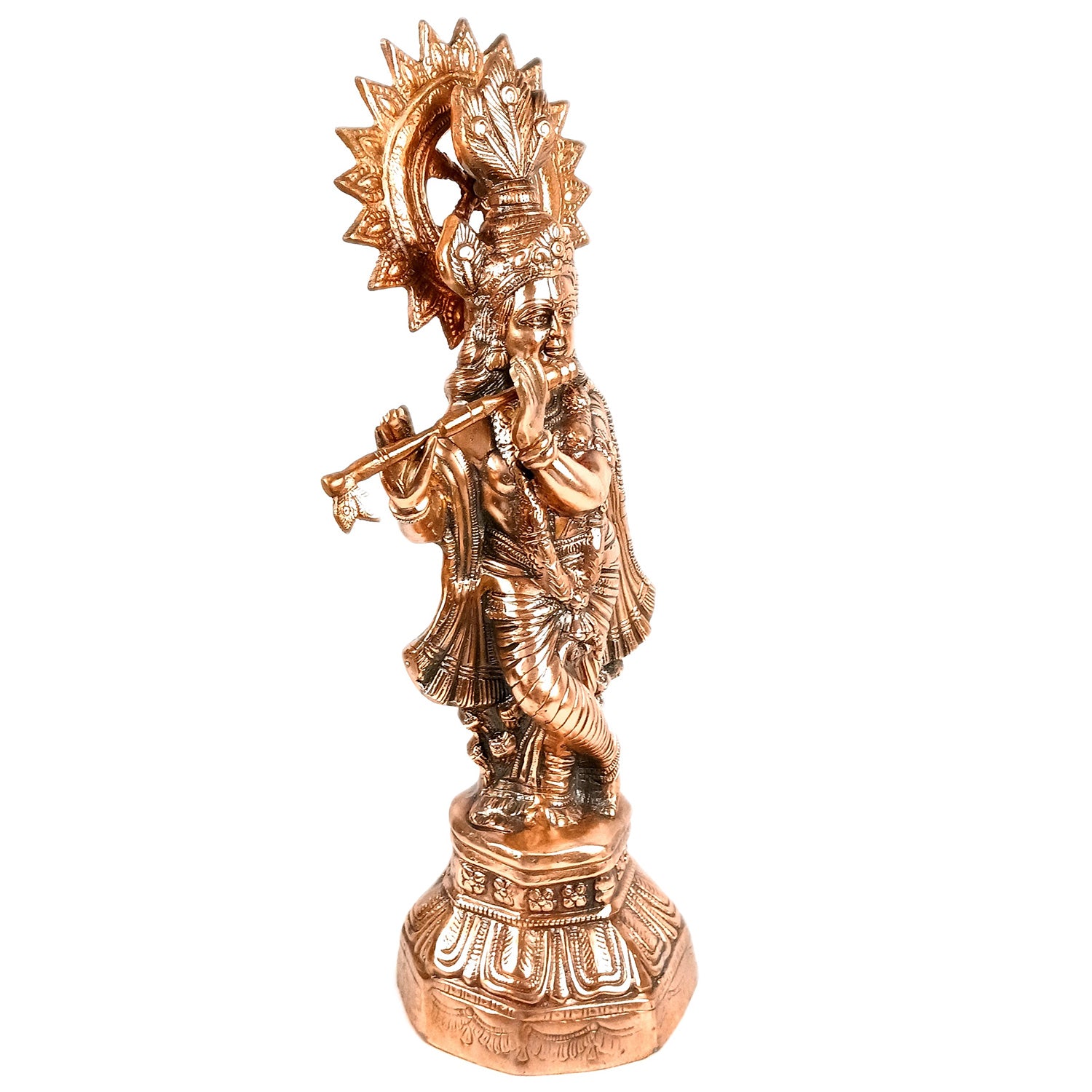 Krishna Idol | Shri Playing Flute Krishna Statue | Lord Krishna Metal Murti - for Puja, Home, Table, Living Room, Office Desk, Entrance Decoration & Gift - 26 Inch - Apkamart
