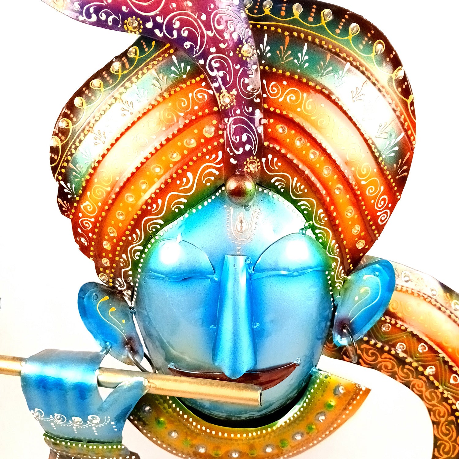 Krishna Idol | Big Lord Krishna Statue | Decorative Krishna Face Murti Showpiece -for Home, Puja Room, Table Decor, Living Room, Office Desk & Gift - apkamart